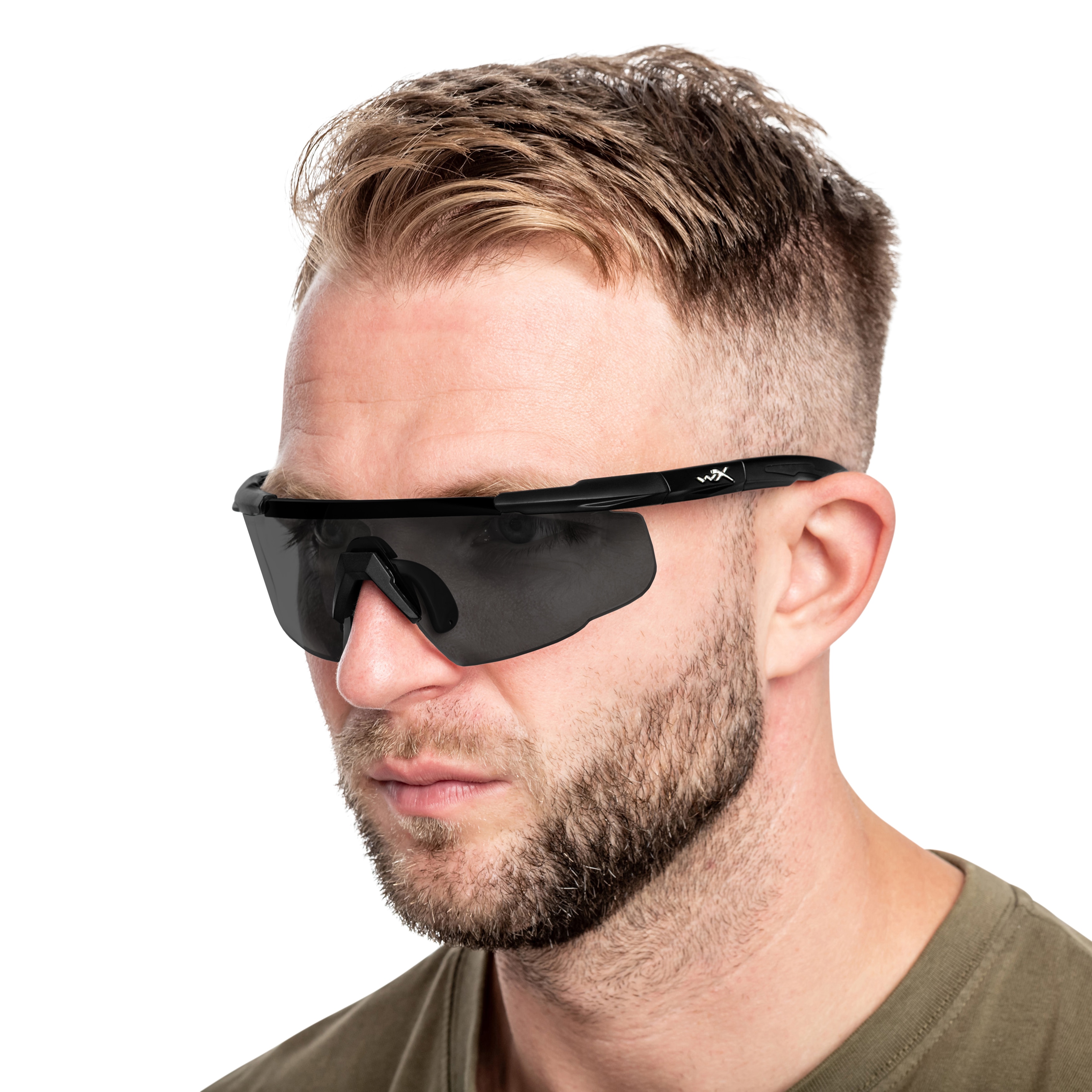Okulary taktyczne Wiley X Saber Advanced Set 3in1 - Grey/Clear/Light Rust/Matte Black + Anti-Fog Cleaner Kit - zestaw