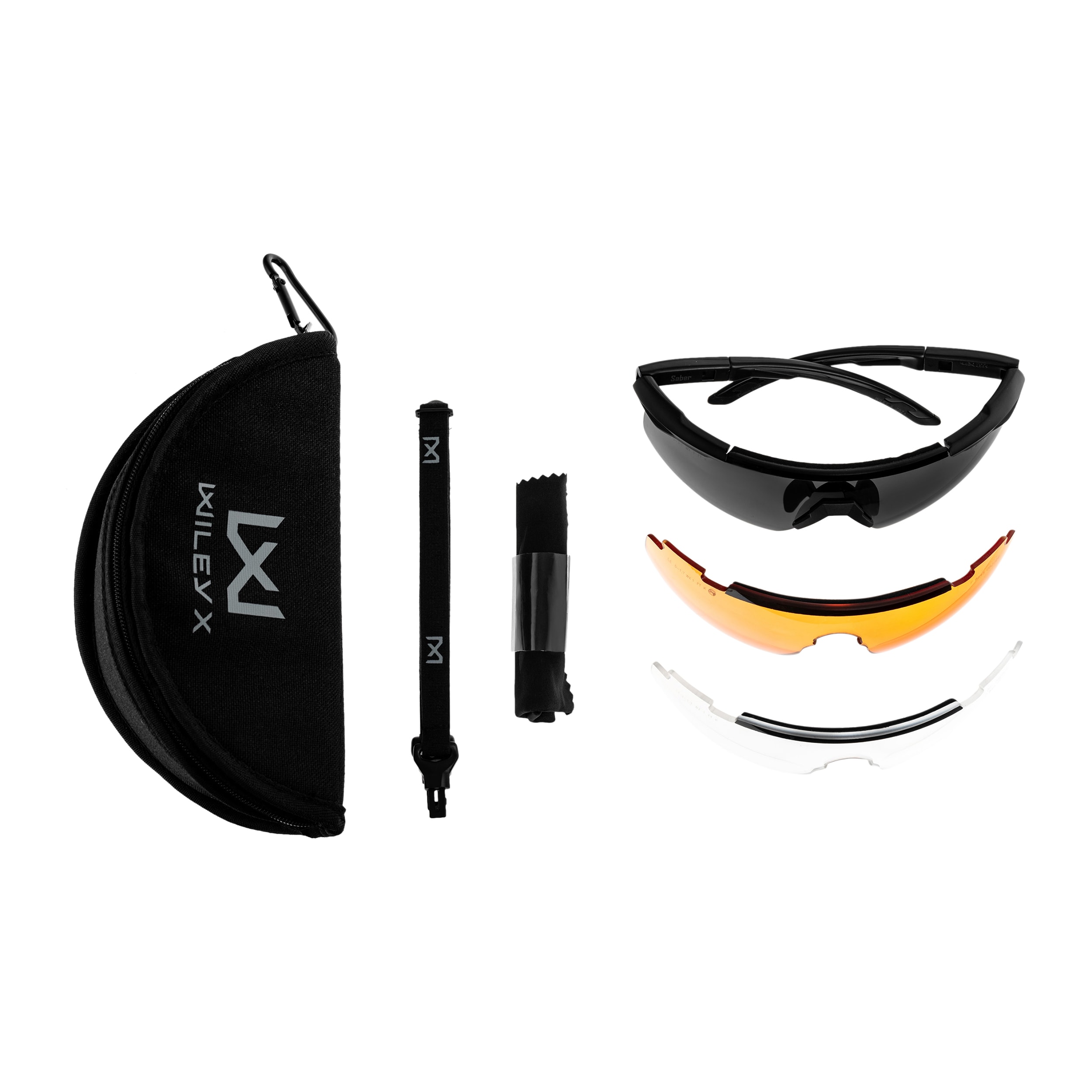 Okulary taktyczne Wiley X Saber Advanced Set 3in1 - Grey/Clear/Light Rust/Matte Black + Anti-Fog Cleaner Kit - zestaw