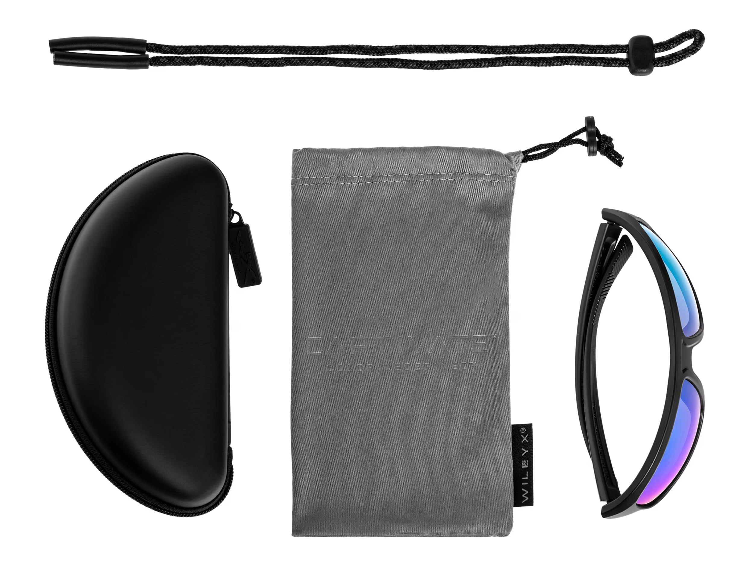 Okulary taktyczne Wiley X Contend - Captivate Polarized Blue Mirror/Matte Graphite + Anti-Fog Cleaner Kit - zestaw