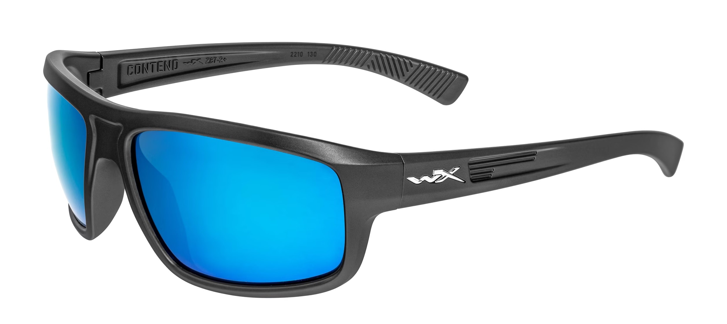 Okulary taktyczne Wiley X Contend - Captivate Polarized Blue Mirror/Matte Graphite + Anti-Fog Cleaner Kit - zestaw