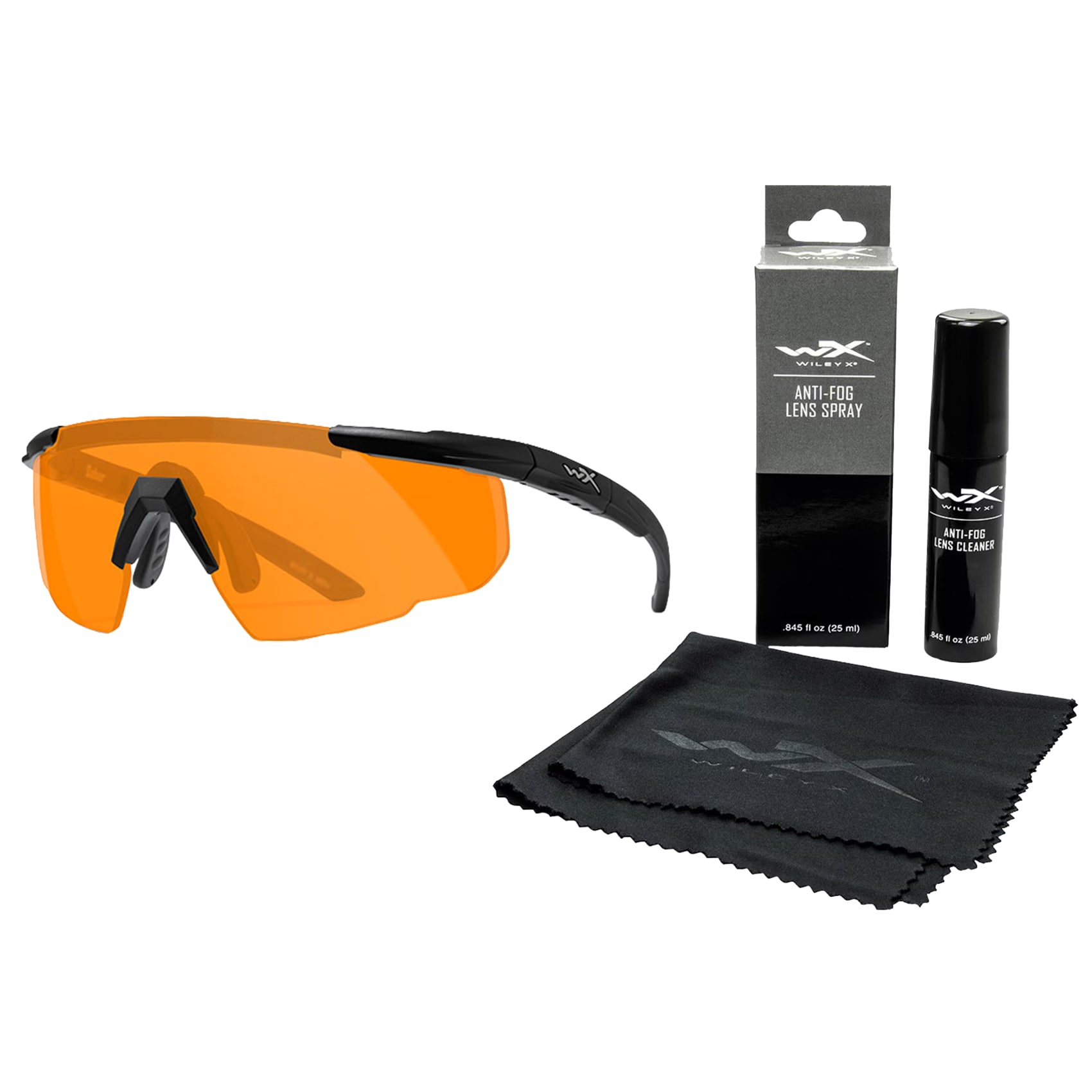 Okulary taktyczne Wiley X Saber Advanced - Light Rust/Matte Black + Anti-Fog Cleaner Kit - zestaw