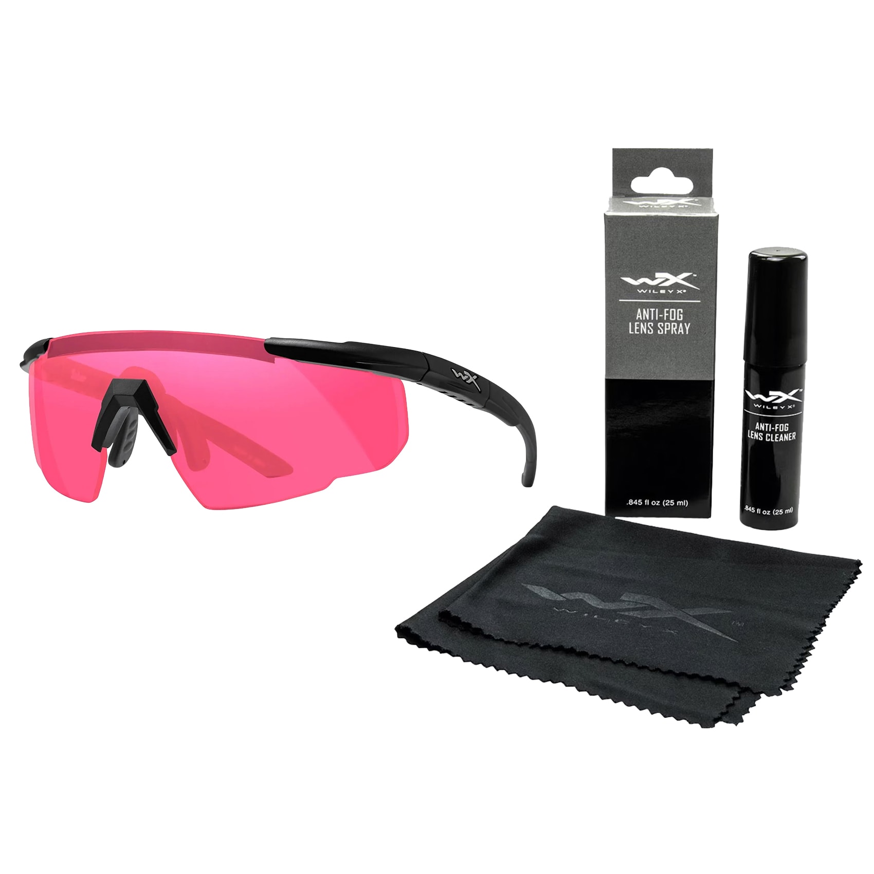 Okulary taktyczne Wiley X Saber Advanced - Vermillion/Matte Black + Anti-Fog Cleaner Kit - zestaw
