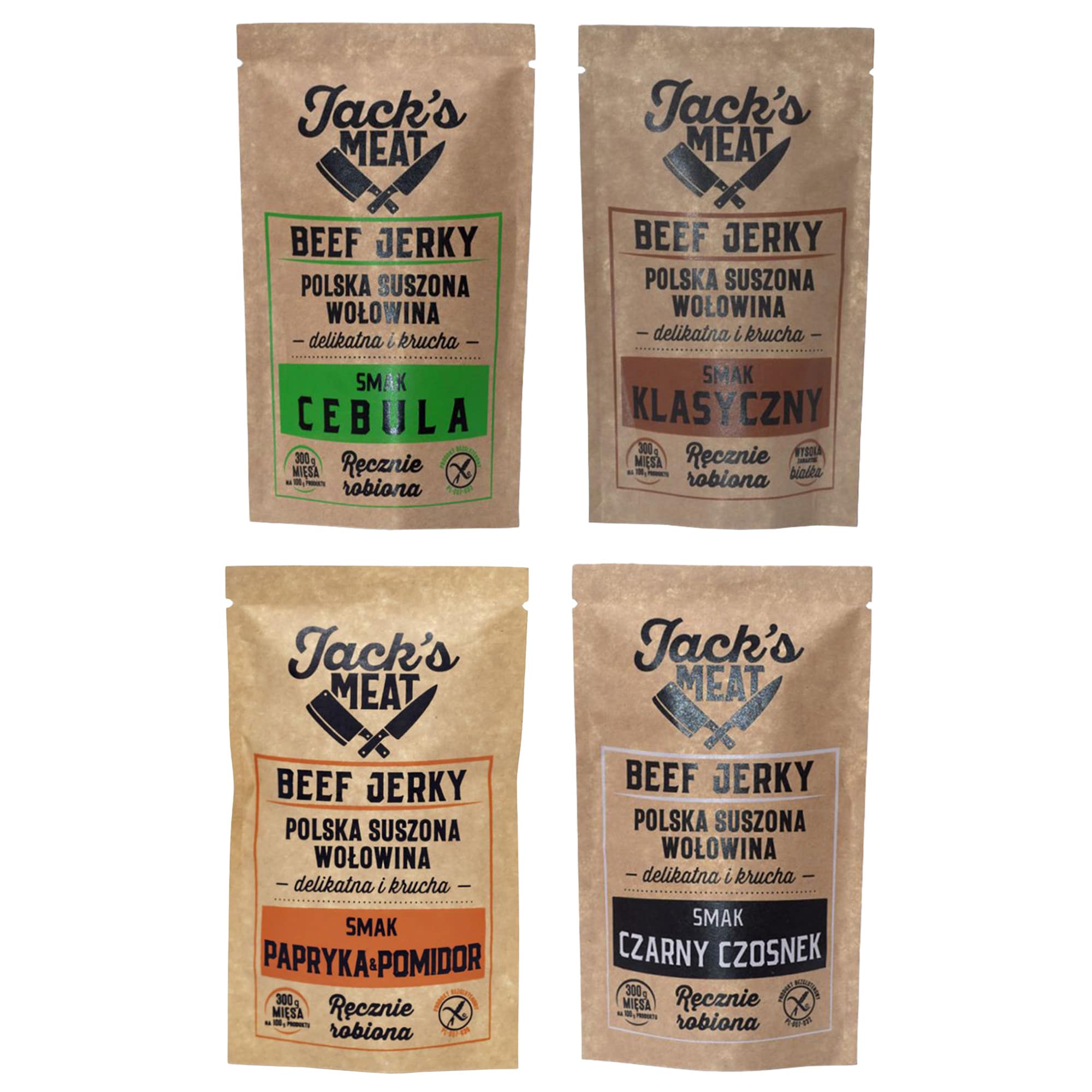 Suszona wołowina Jack's Meat Beef Jerky mix smaków 30 g - 4 szt.