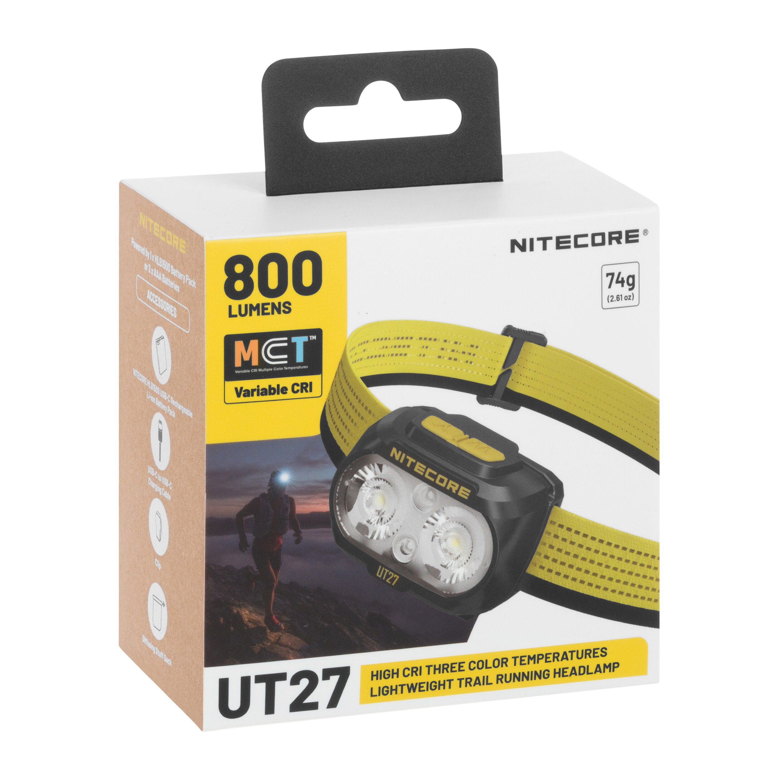 Latarka czołowa Nitecore UT27 Pro MTC Black/Yellow - 800 lumenów