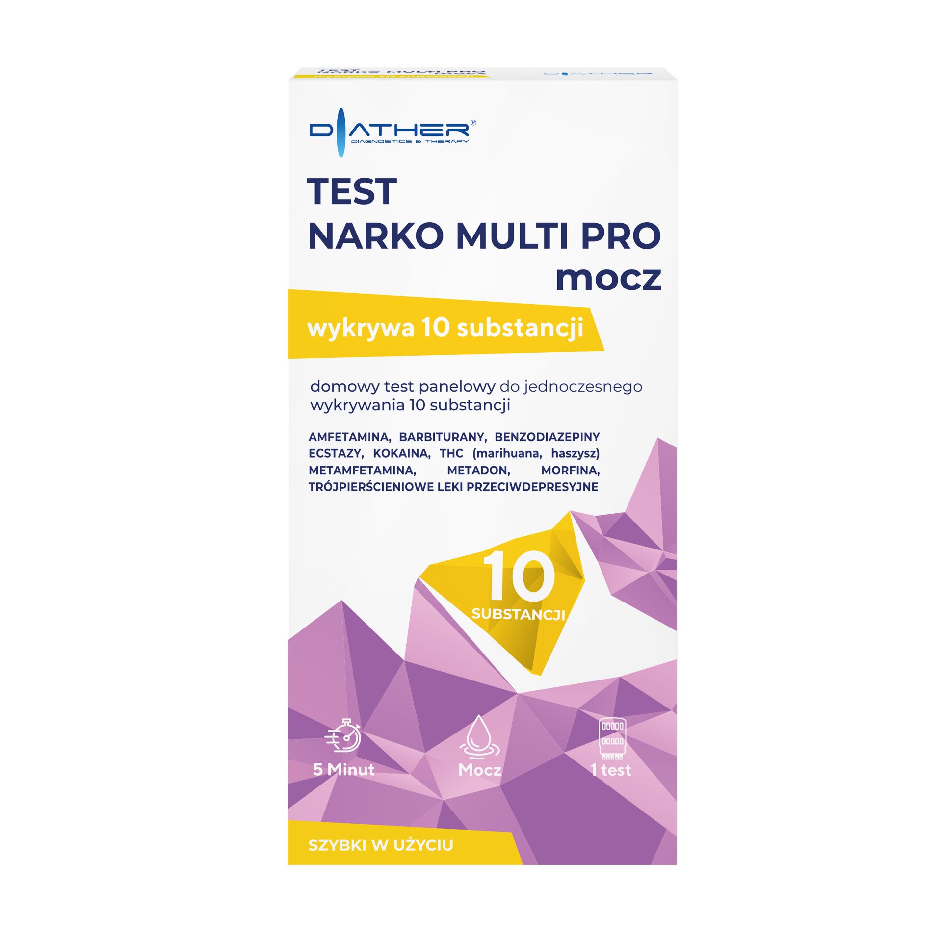 Narkotest Diather Narko Multi Pro na narkotyki w moczu - 10 substancji - 3 szt.