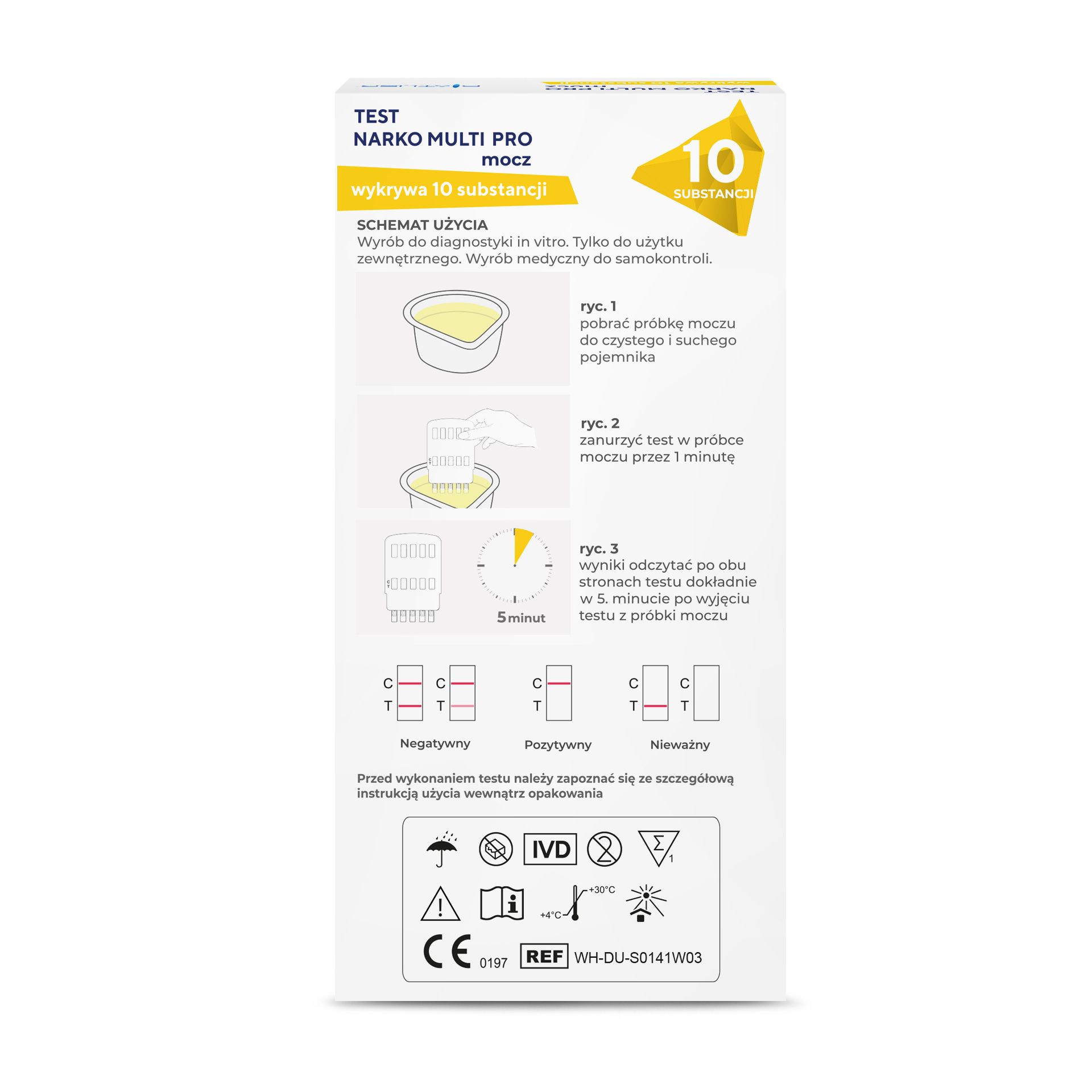 Narkotest Diather Narko Multi Pro na narkotyki w moczu - 10 substancji - 3 szt.