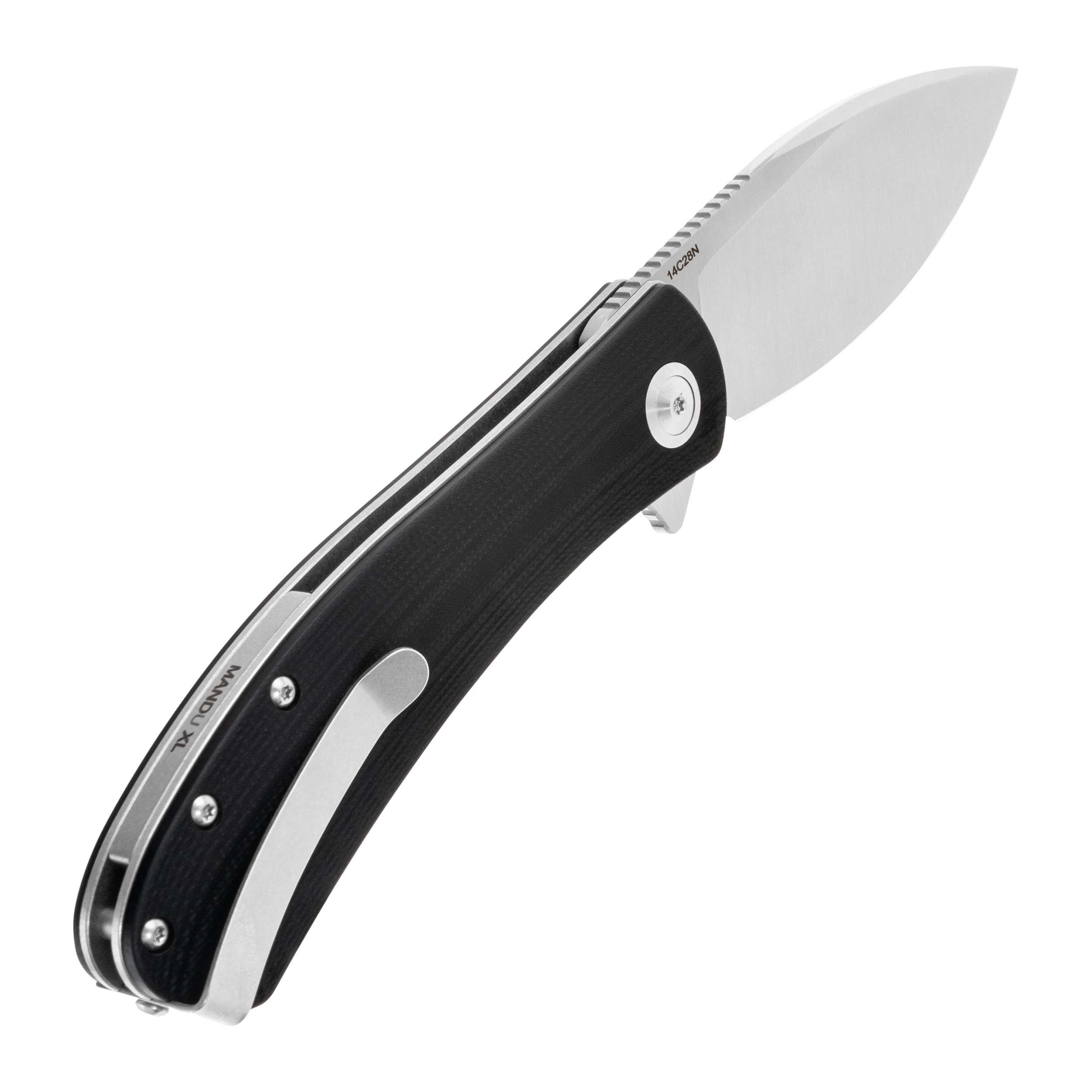 Nóż składany Trollsky Knives Mandu XL 14C28N - Satin/Black G10