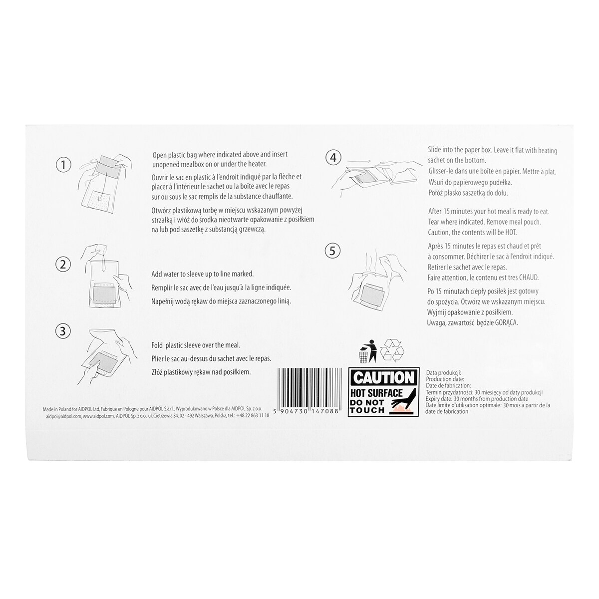 Bezpłomieniowy podgrzewacz do posiłków Aidpol Speedy Hot Single - 3 szt.