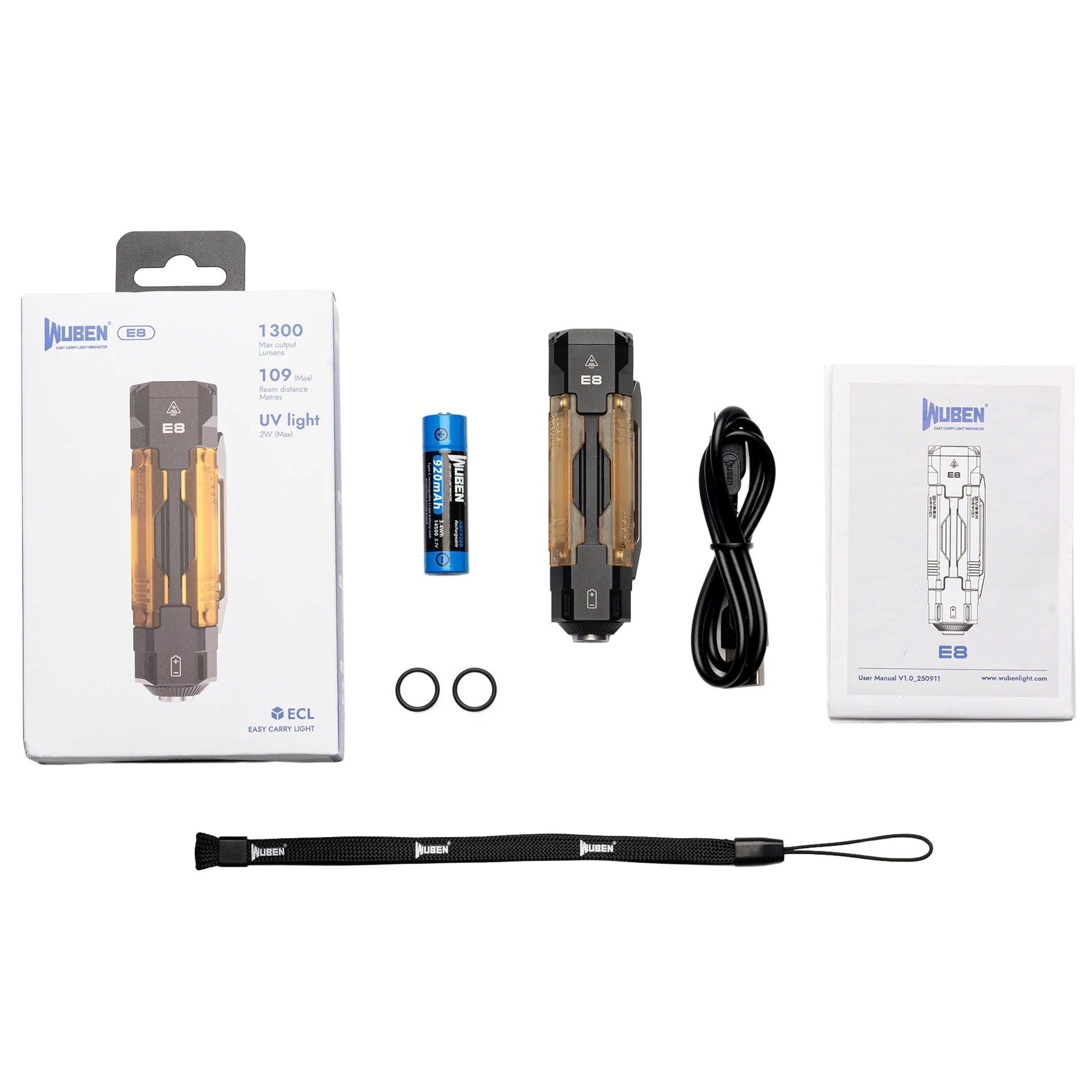 Latarka Wuben E8 Black - 1300 lumenów
