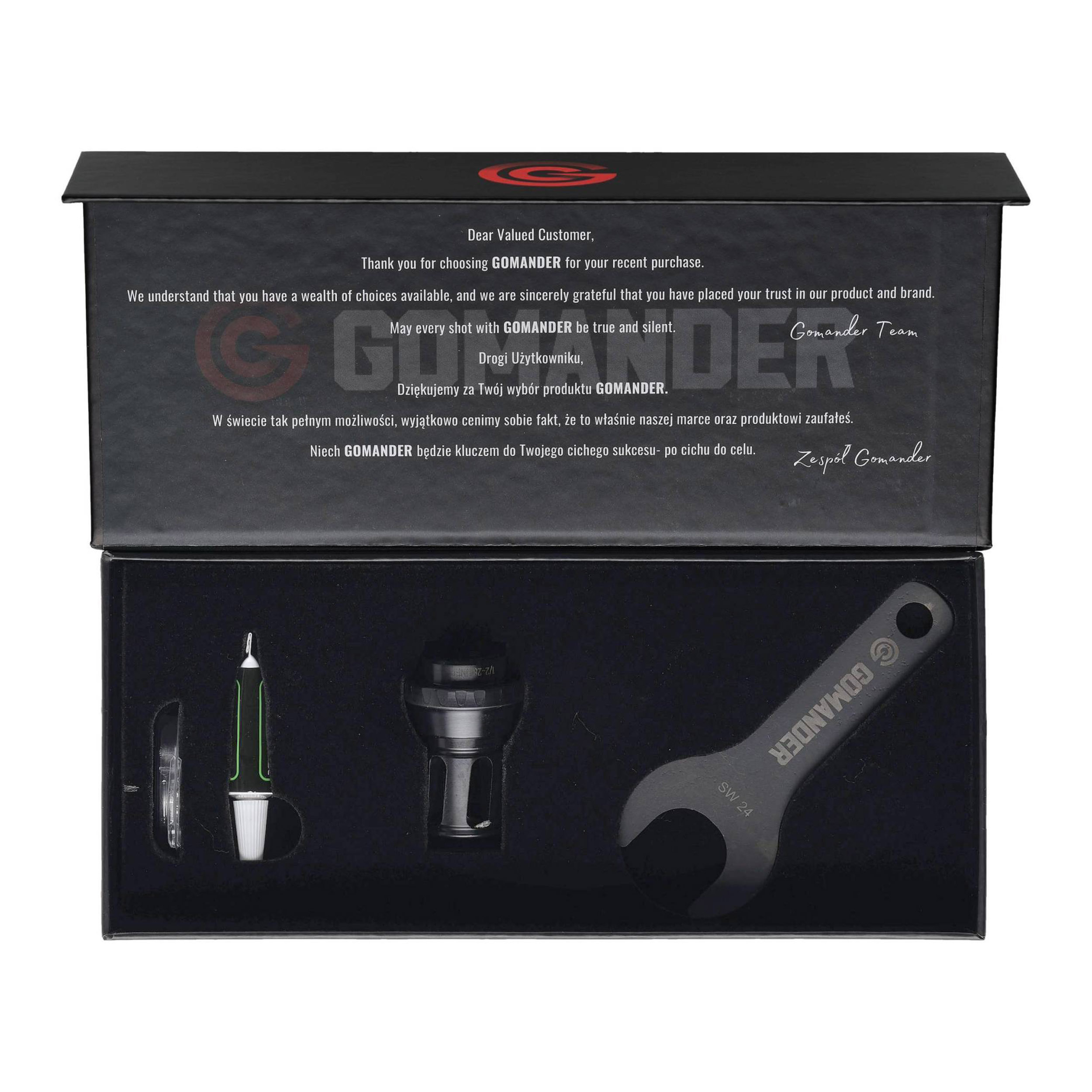 Tłumik płomienia Gomander Quadron S 9 mm 1/2-28 UNEF - Black