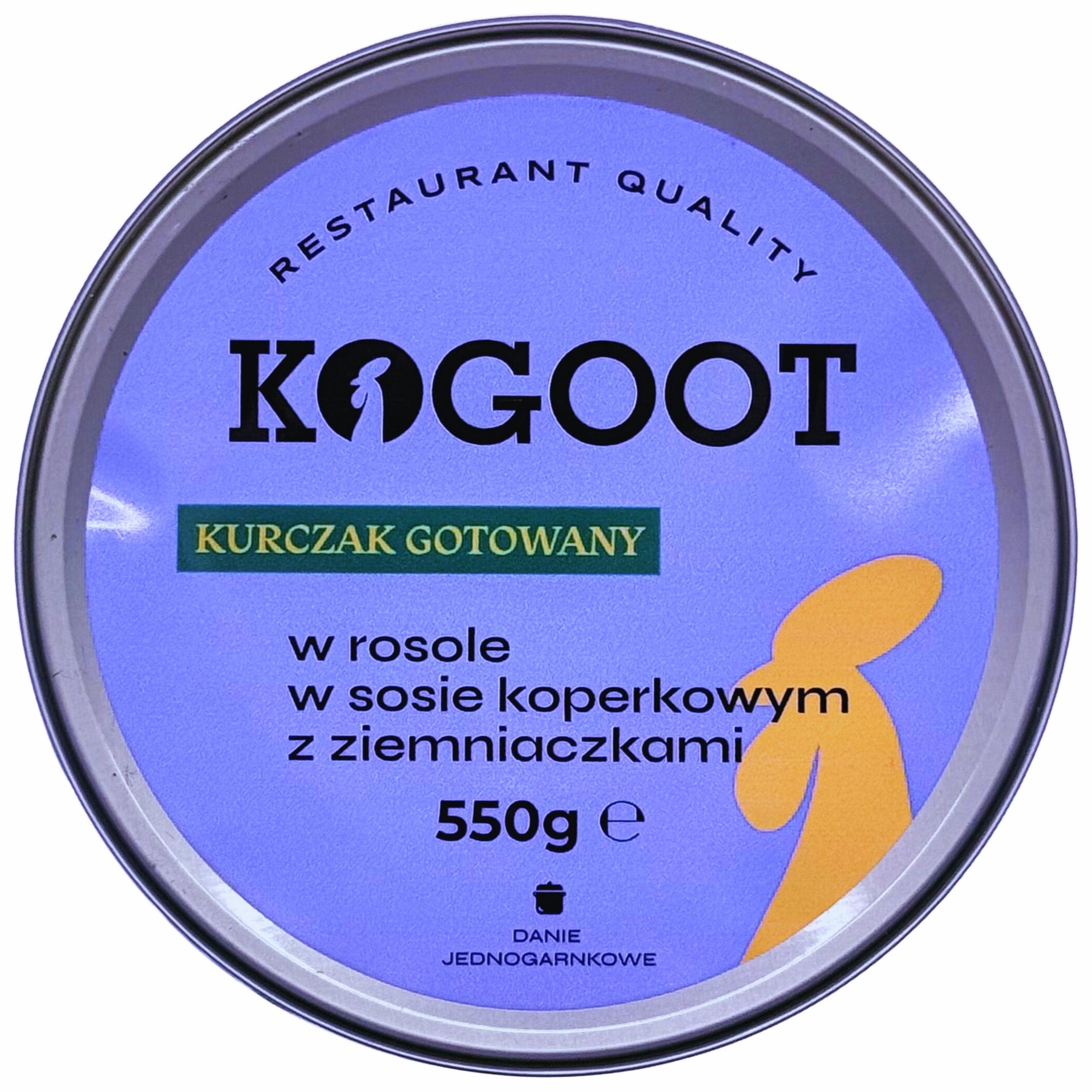 Żywność konserwowana Kogoot - Kurczak gotowany w rosole w sosie koperkowym z ziemniaczkami 550 g - 2 szt.