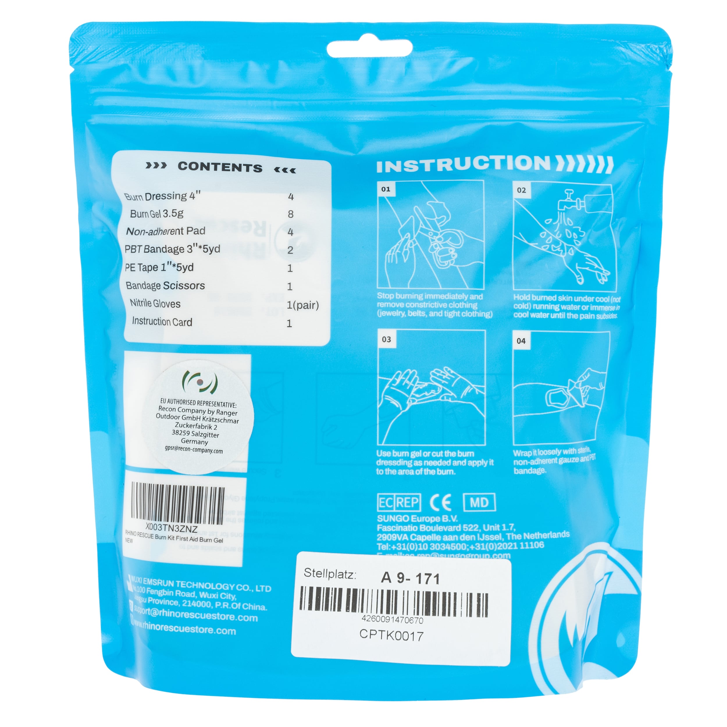 Wyposażenie apteczki Rhino Rescue Burn Kit