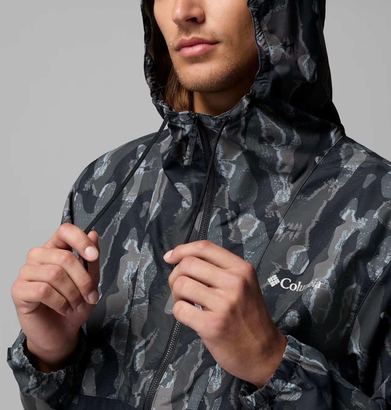 Kurtka Columbia Spire Valley Novelty Windbreaker - Black Treebark/Black