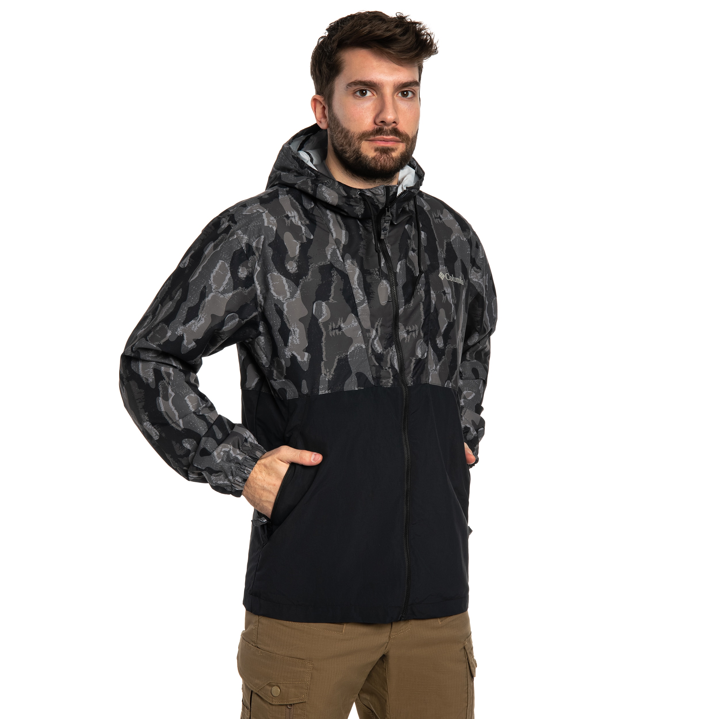 Kurtka Columbia Spire Valley Novelty Windbreaker - Black Treebark/Black