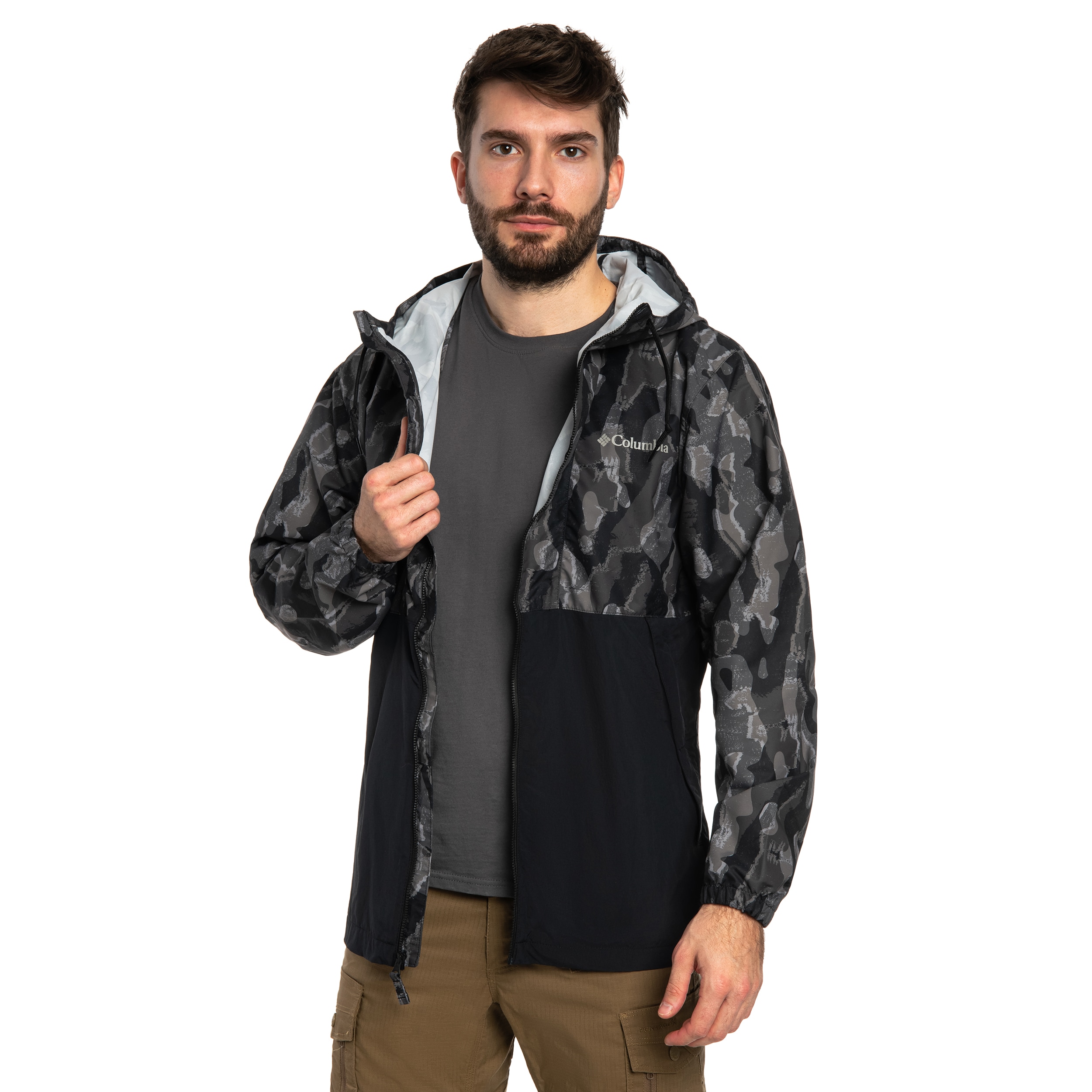 Kurtka Columbia Spire Valley Novelty Windbreaker - Black Treebark/Black