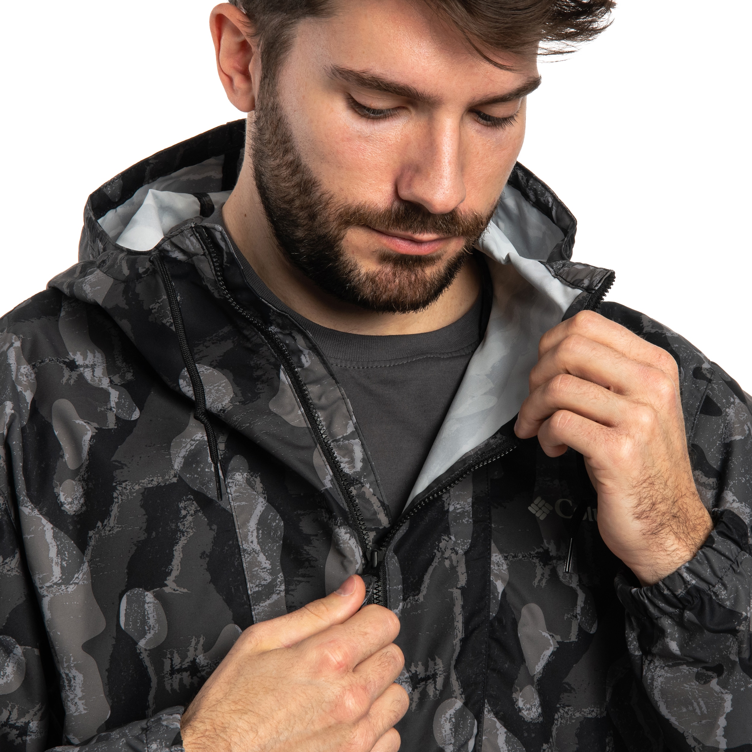 Kurtka Columbia Spire Valley Novelty Windbreaker - Black Treebark/Black