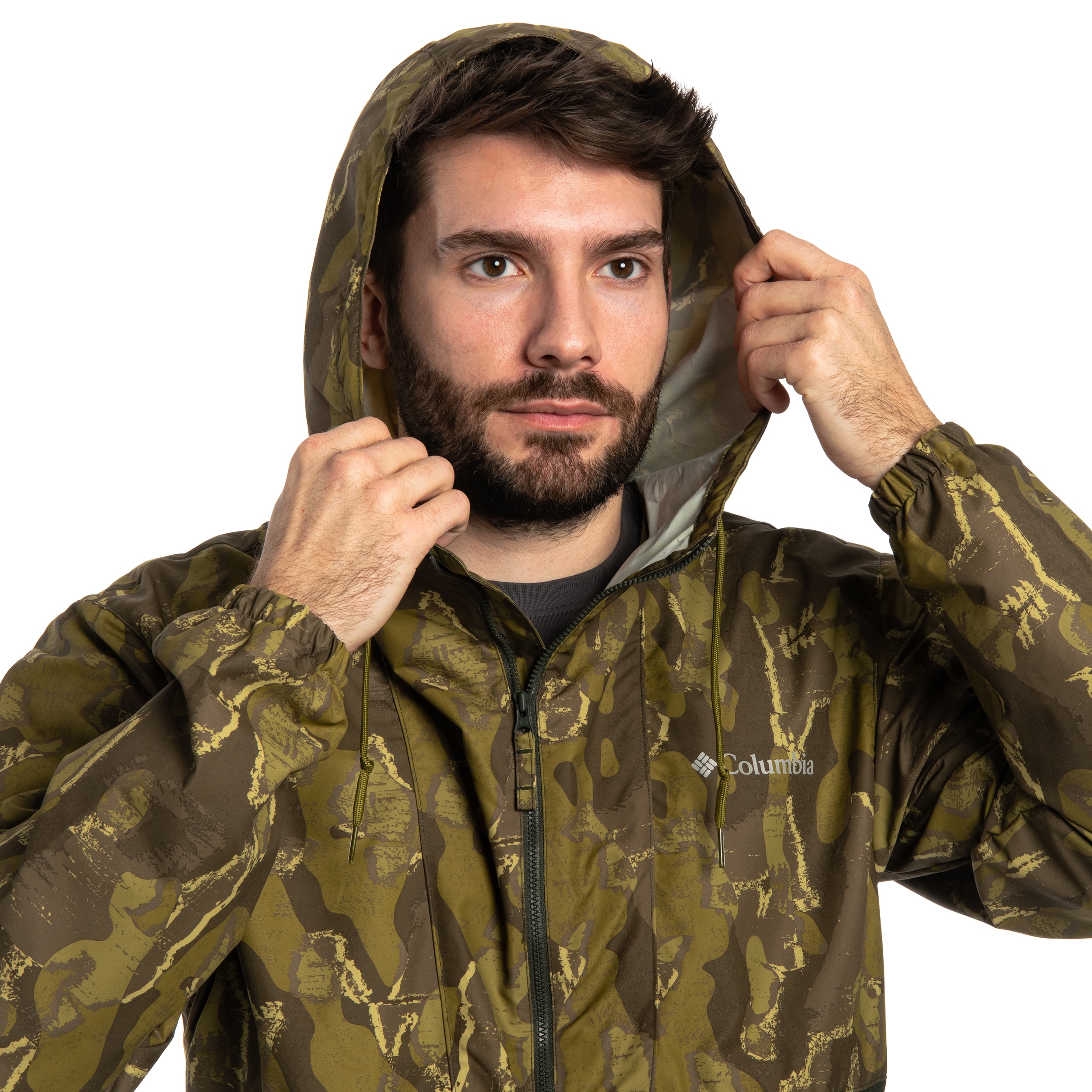 Kurtka Columbia Spire Valley Novelty Windbreaker - Mossy Green Treebark/Greenscape