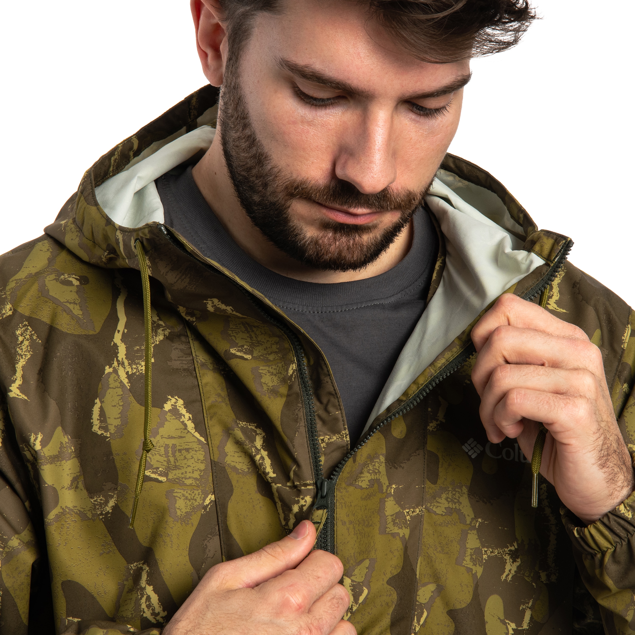 Kurtka Columbia Spire Valley Novelty Windbreaker - Mossy Green Treebark/Greenscape