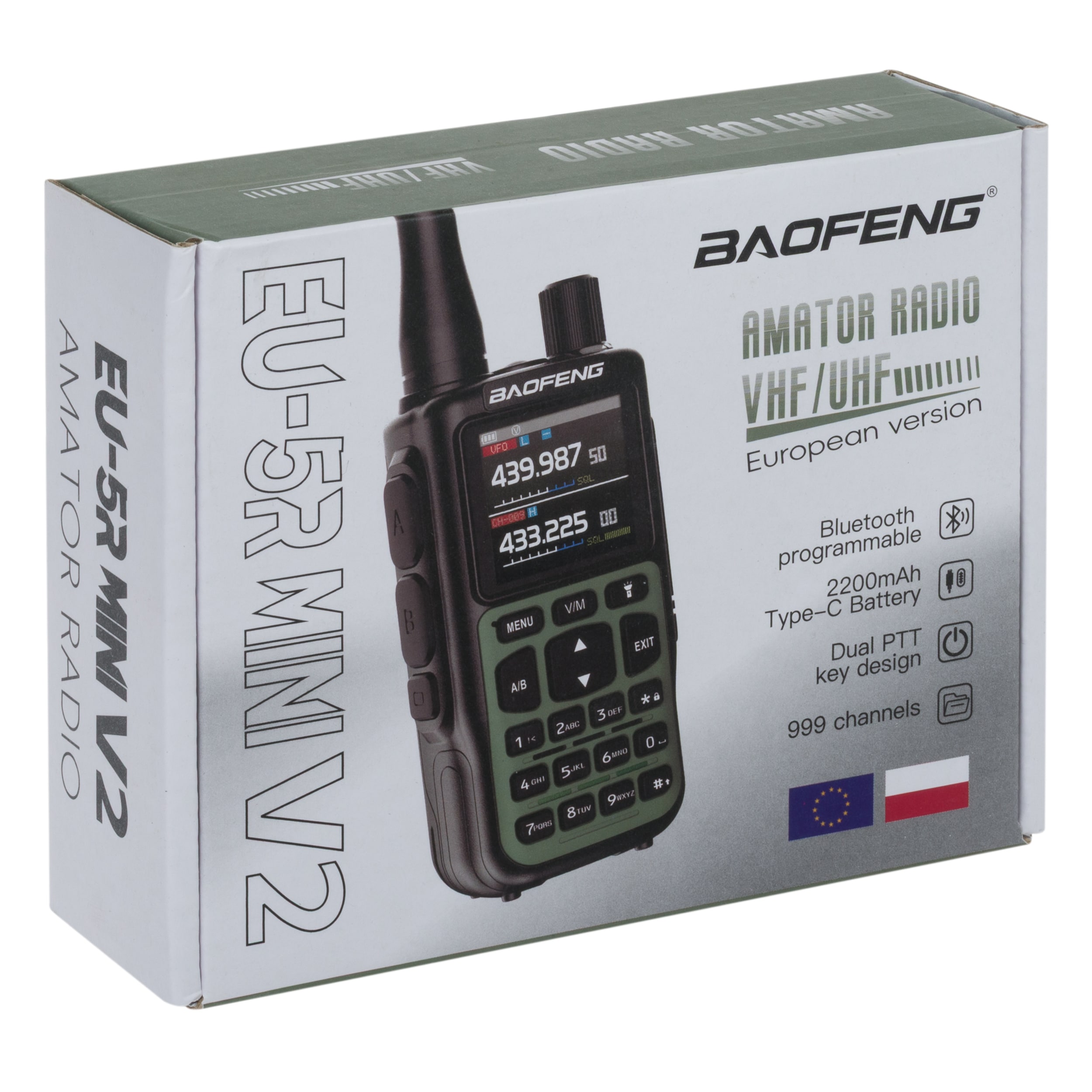 Radiotelefon Baofeng EU-5R Mini 2200 mAh - Green