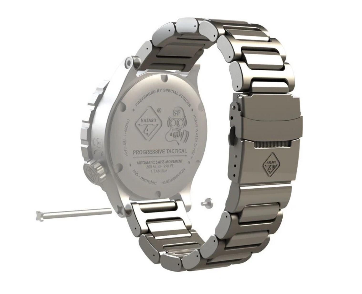 Bransoleta tytanowa Hazard 4 do zegarków Heavy Water Diver - Silver