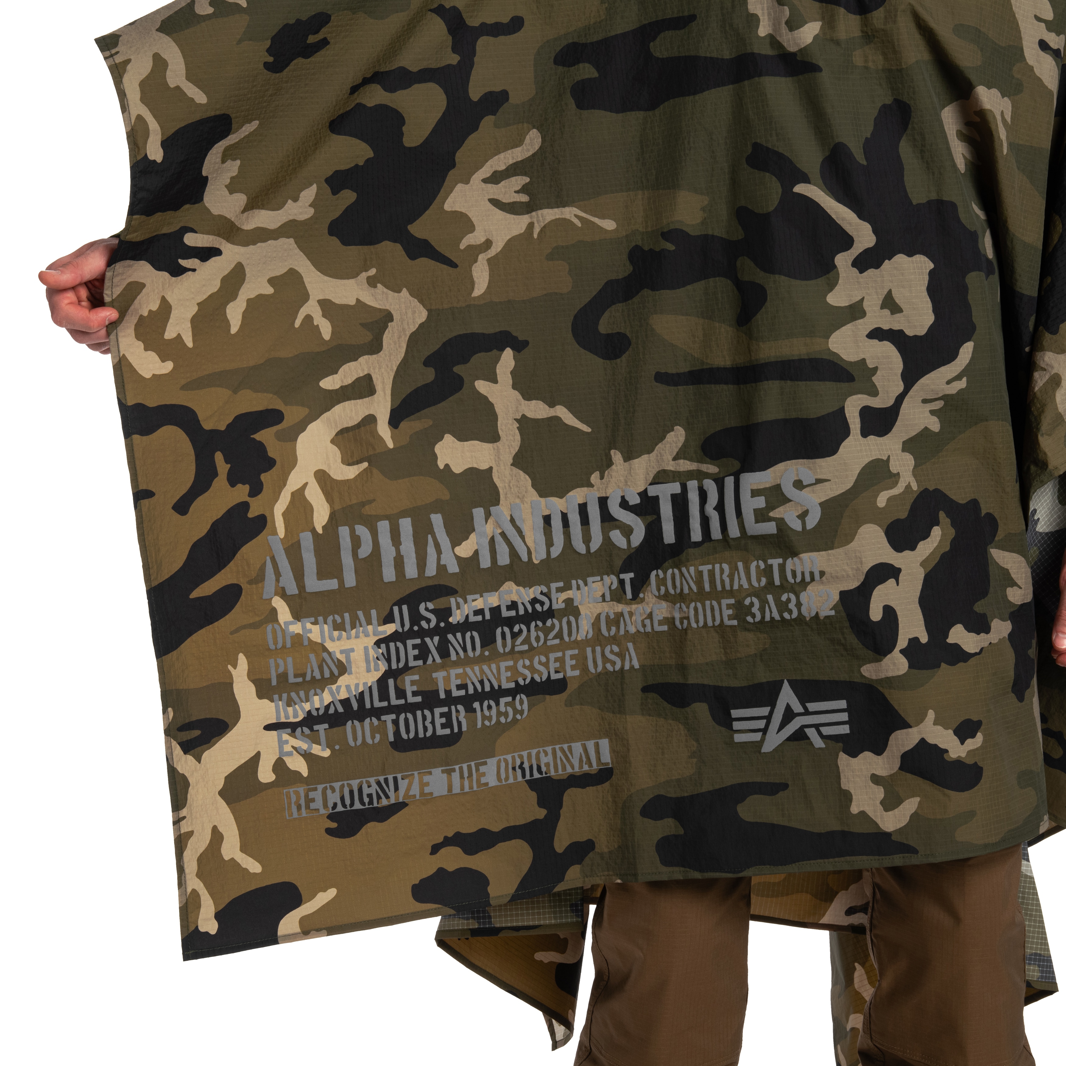 Ponczo Alpha Industries Packable Rain Cape - US Woodland