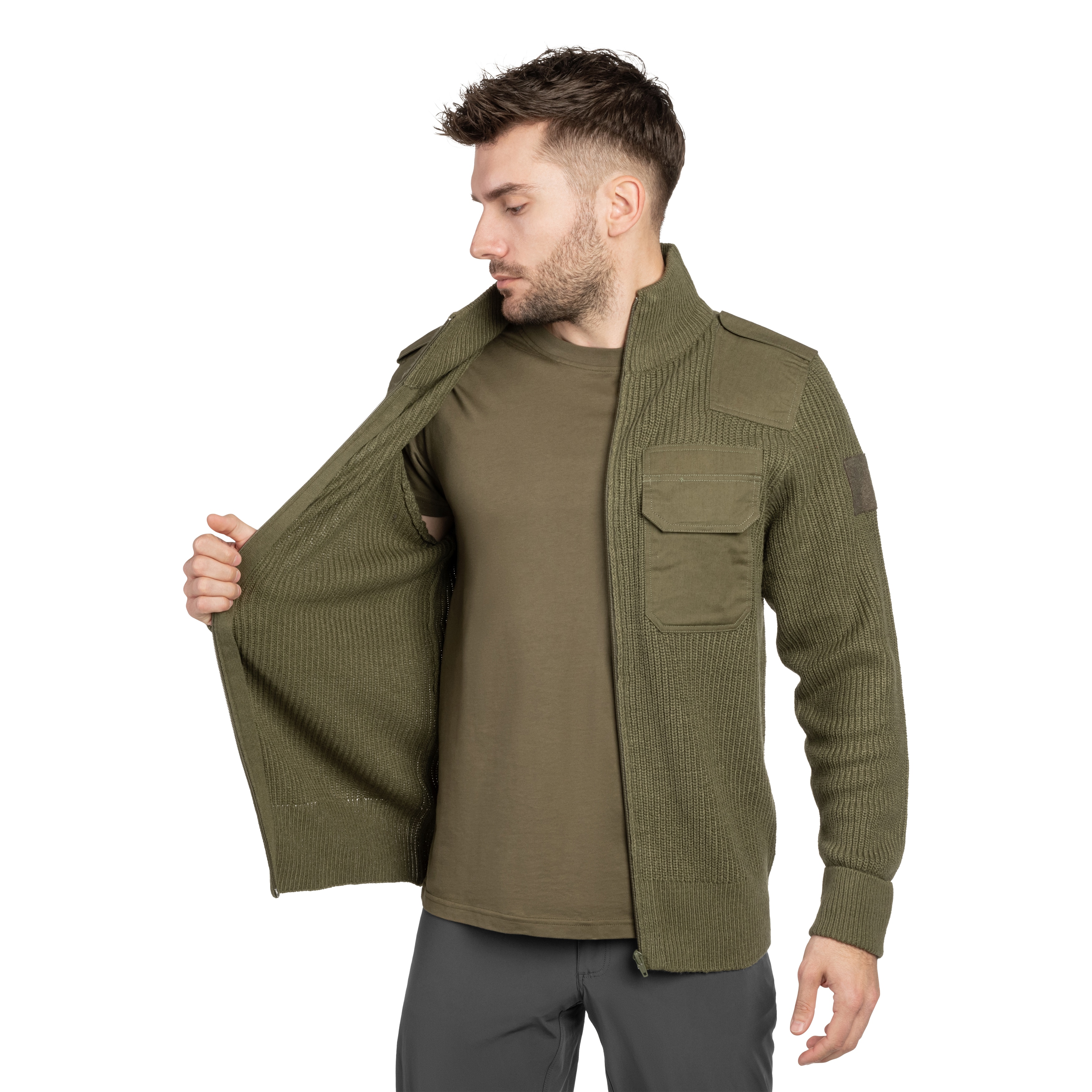 Sweter Brandit BW Cardigan - Olive
