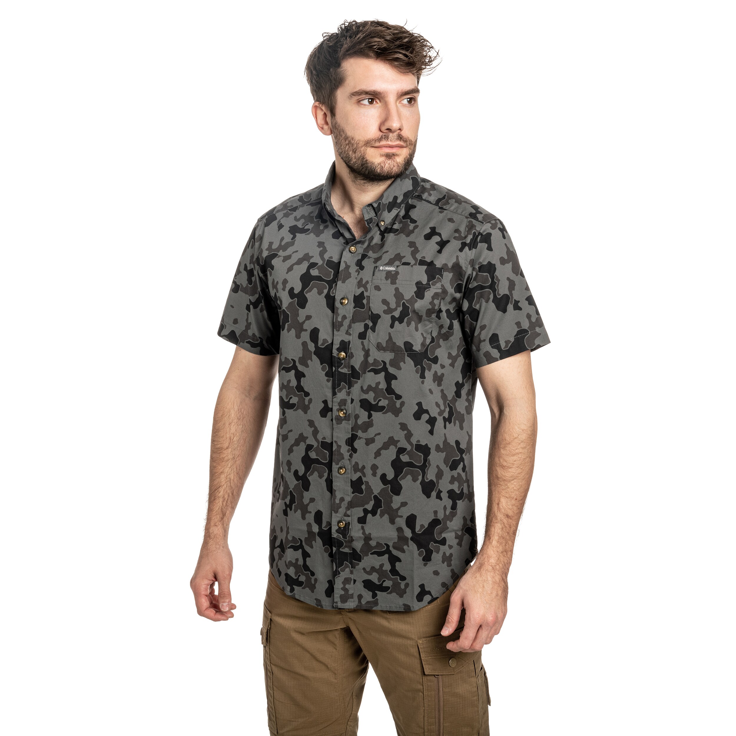 Koszula Columbia Rapid Rivers Printed Short Sleeve - Charcoal/Midrange Camo
