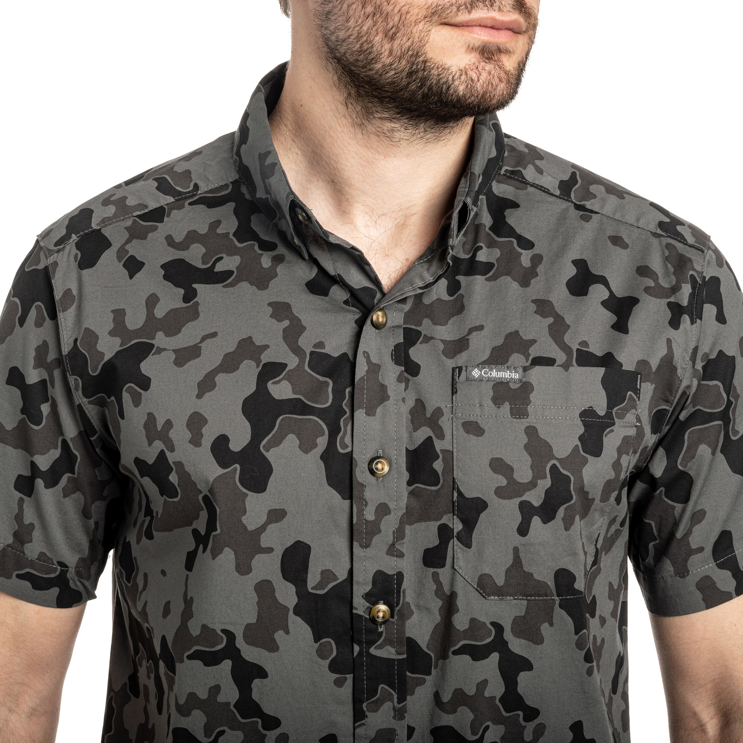 Koszula Columbia Rapid Rivers Printed Short Sleeve - Charcoal/Midrange Camo