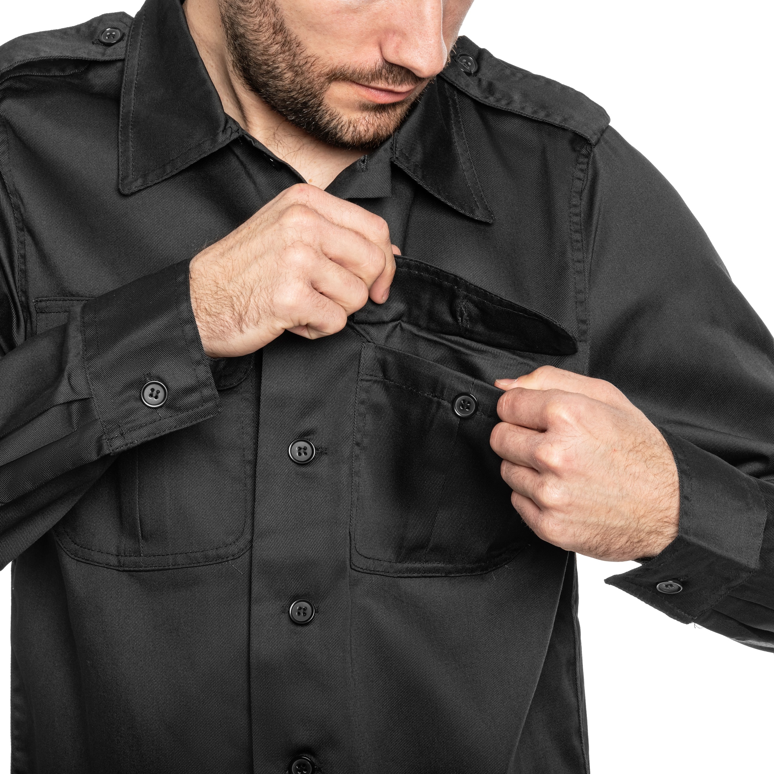 Koszula Brandit US Hemd Long Sleeve - Black