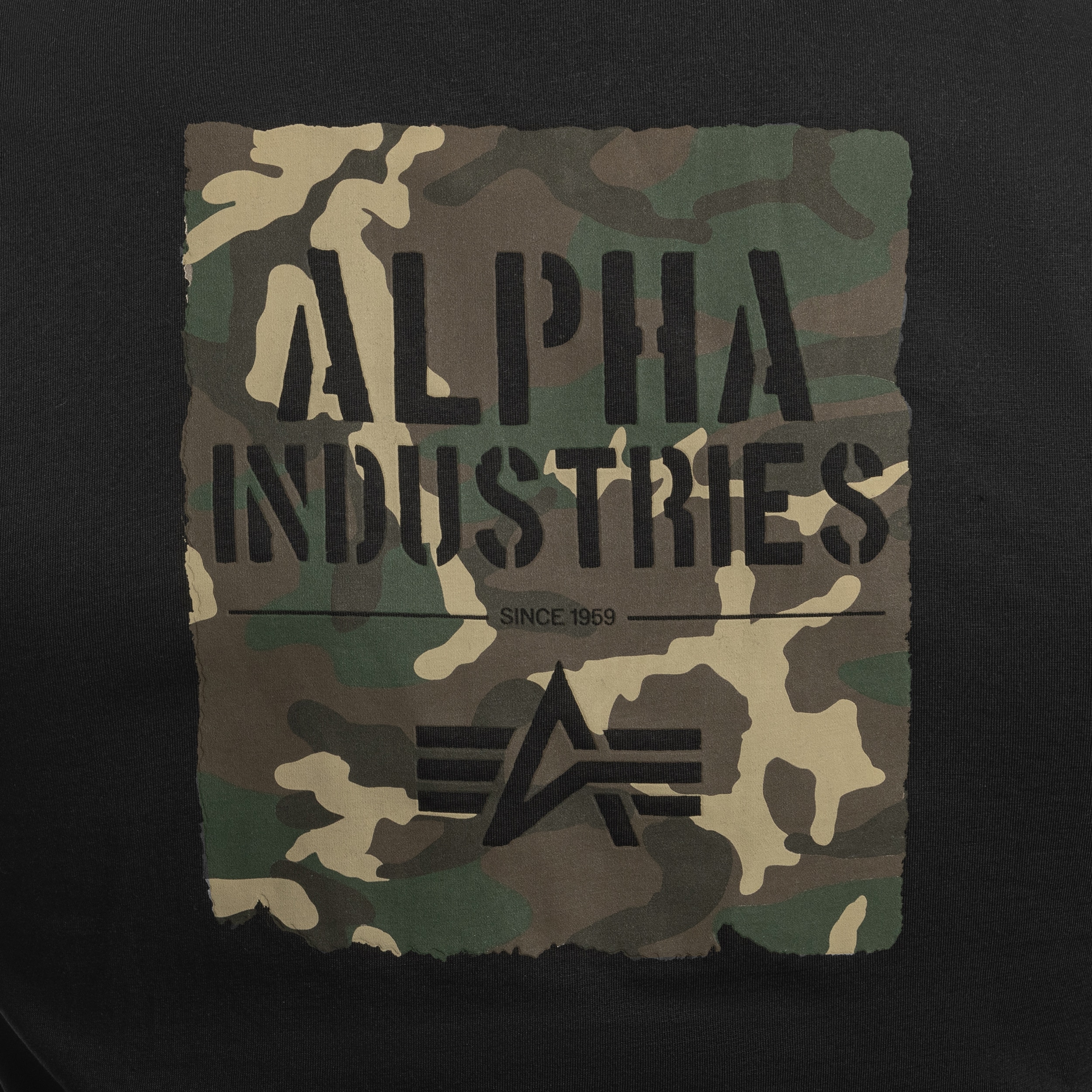 Koszulka T-Shirt Alpha Industries Camo Print - Black