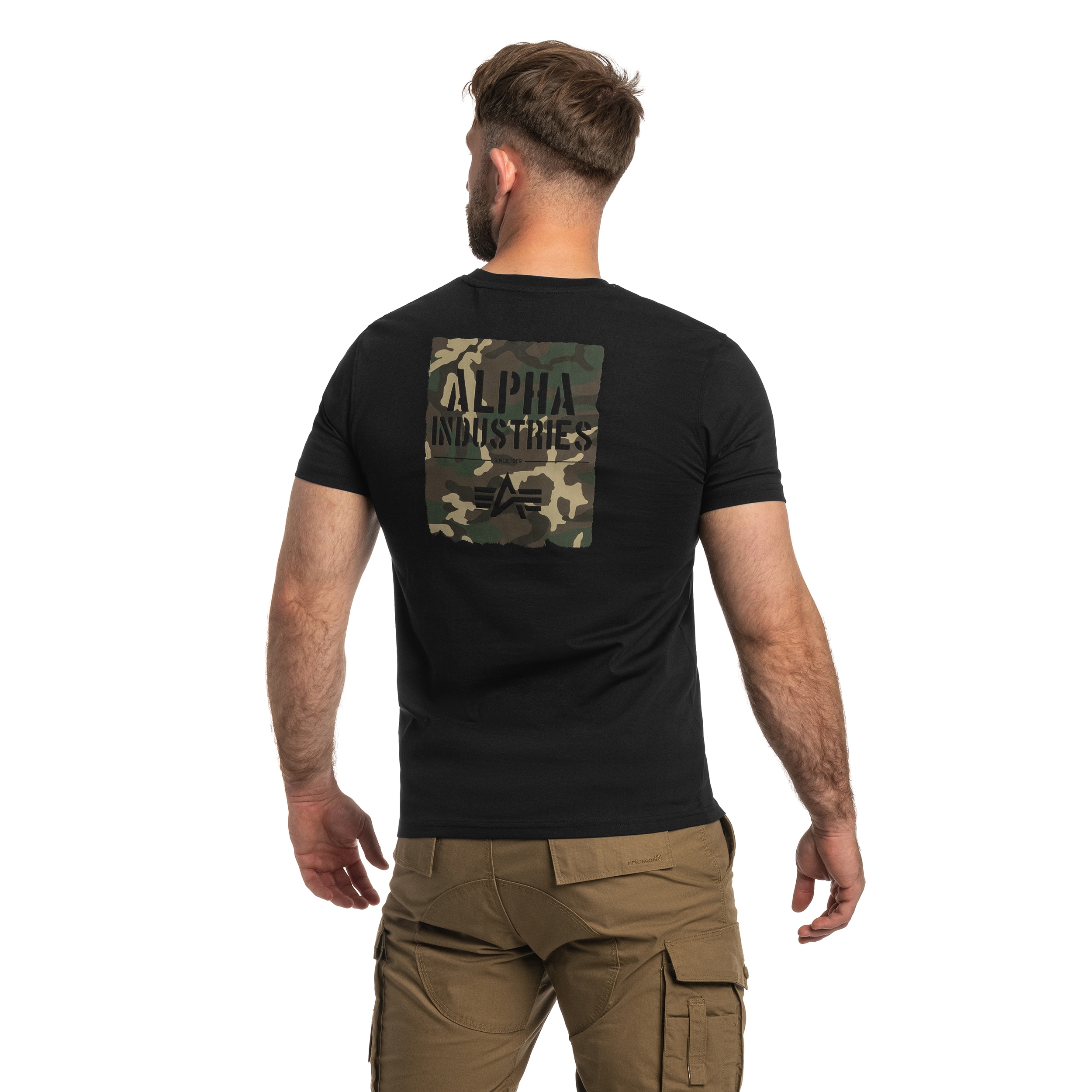 Koszulka T-Shirt Alpha Industries Camo Print - Black