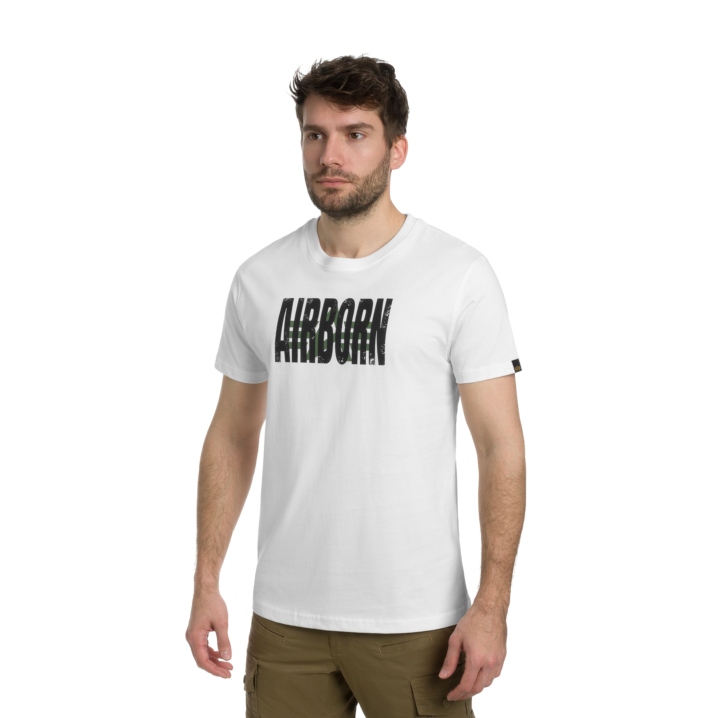 Koszulka T-Shirt Alpha Industries Logo Airborn - White