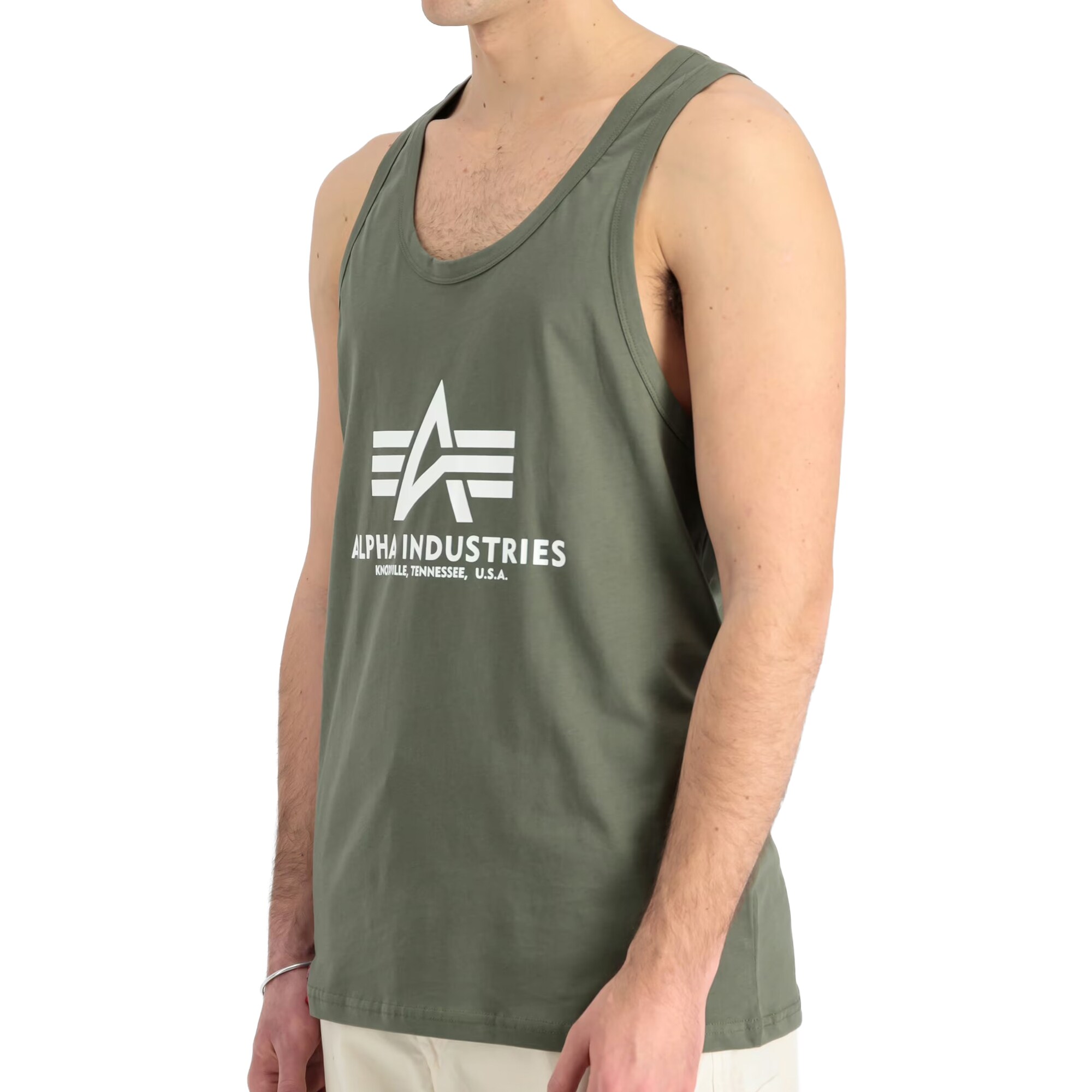 Koszulka Tank Top Alpha Industries Basic BB Big Logo - Dark Olive
