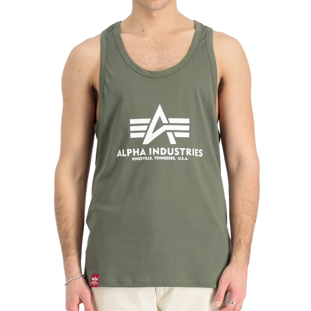 Koszulka Tank Top Alpha Industries Basic BB Big Logo - Dark Olive
