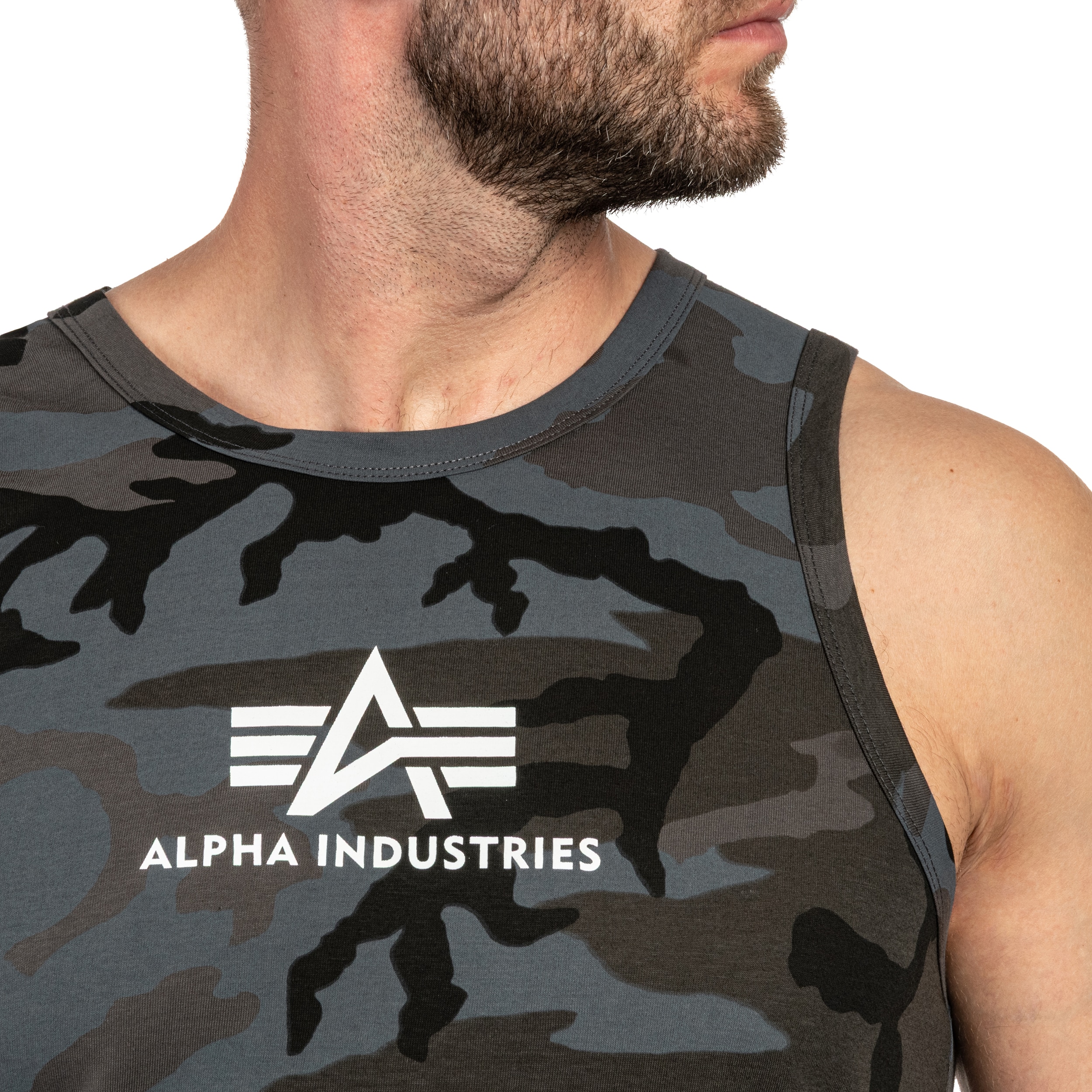 Майка Tank Top Alpha Industries Basic Mid Logo - Black Camo