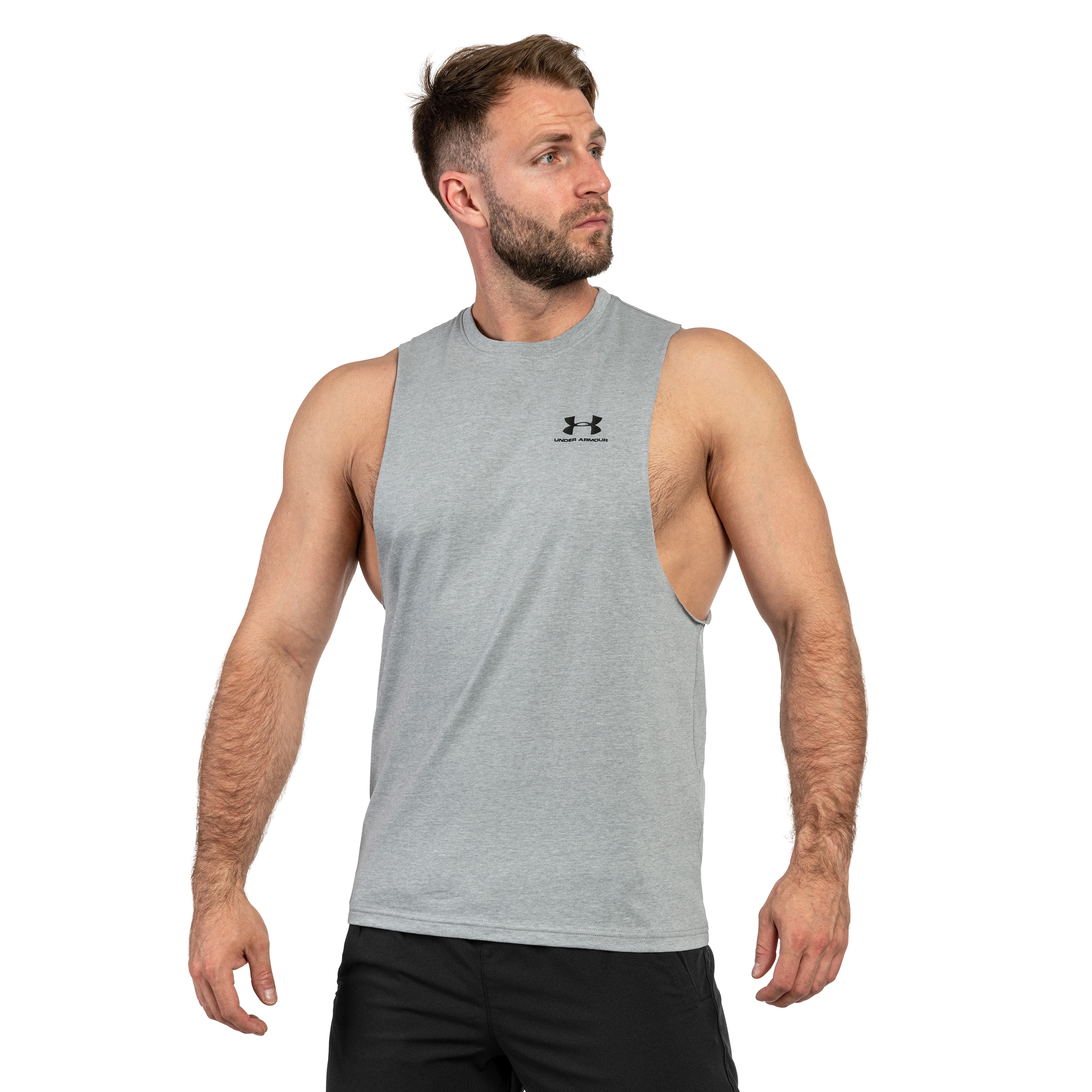 Koszulka Tank Top Under Armour Left Chest Cut-Off - Steel Light Heather/Black