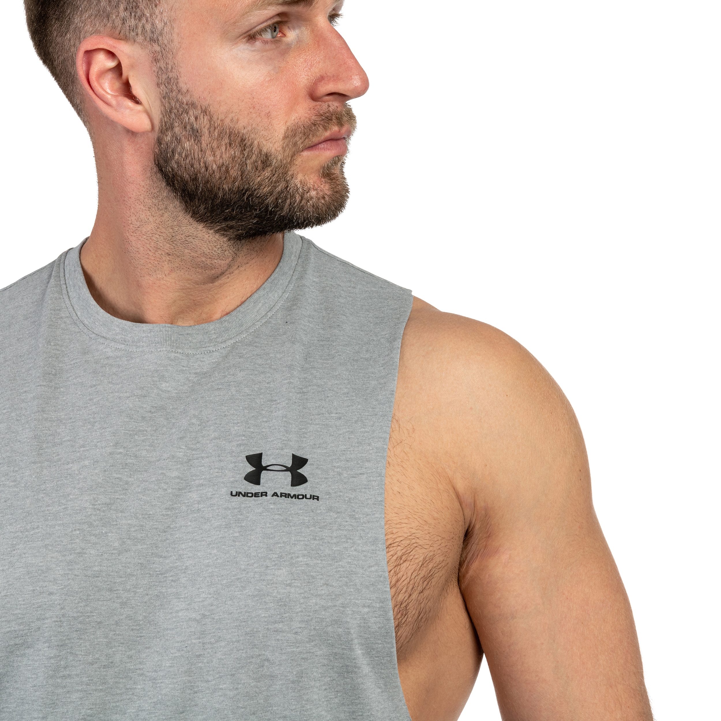 Koszulka Tank Top Under Armour Left Chest Cut-Off - Steel Light Heather/Black