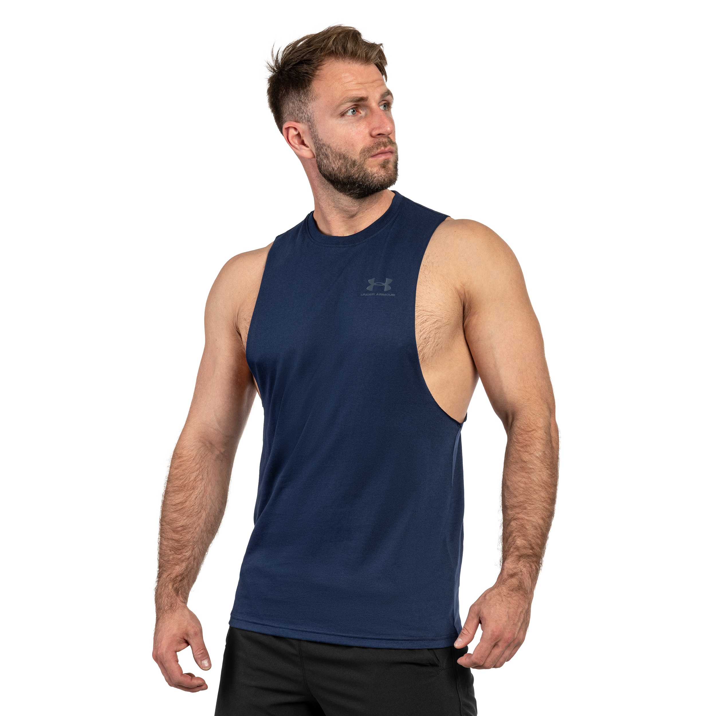 Koszulka Tank Top Under Armour Left Chest Cut-Off - Granatowy
