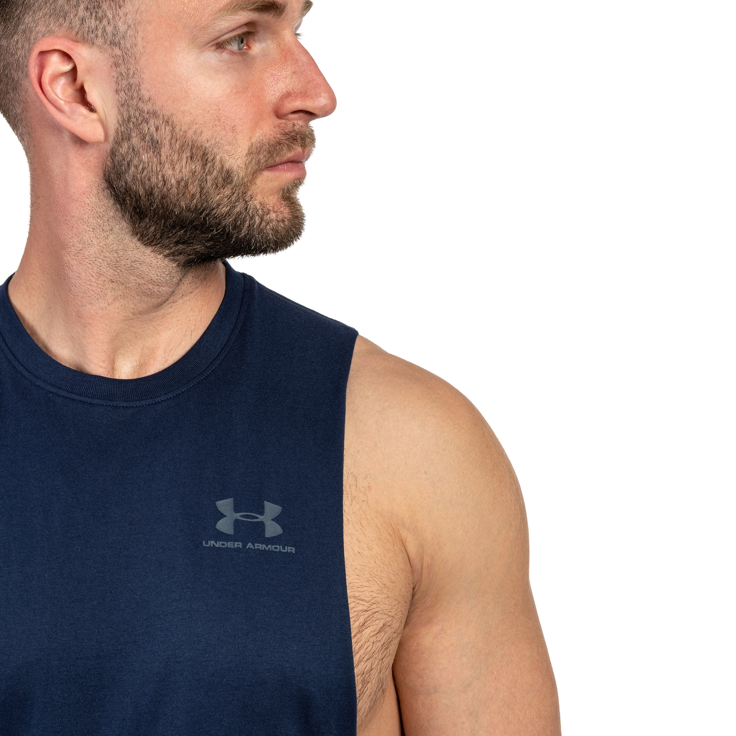 Koszulka Tank Top Under Armour Left Chest Cut-Off - Granatowy