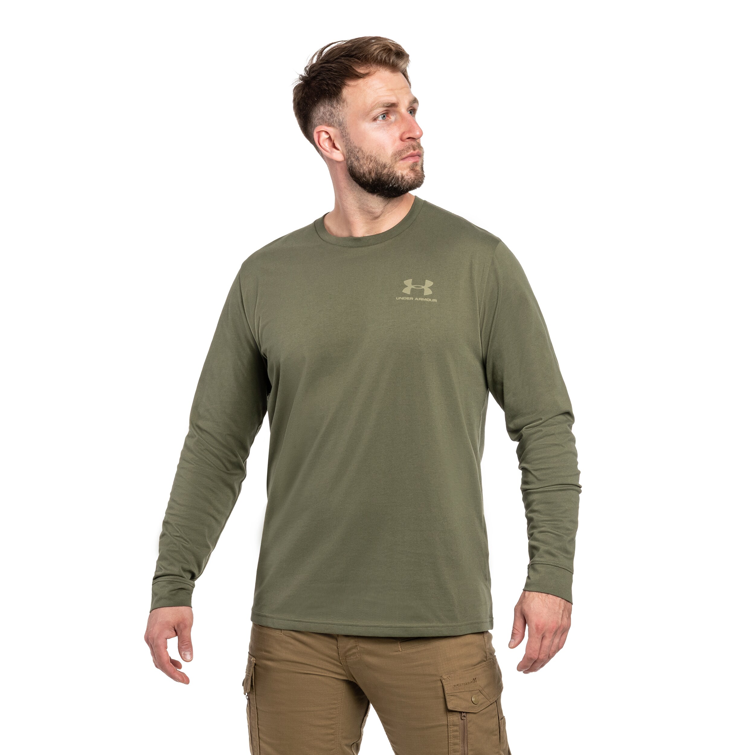 Under Armour Left Chest Long Sleeve Thermal Shirt - Marine OD Green/Field Khaki