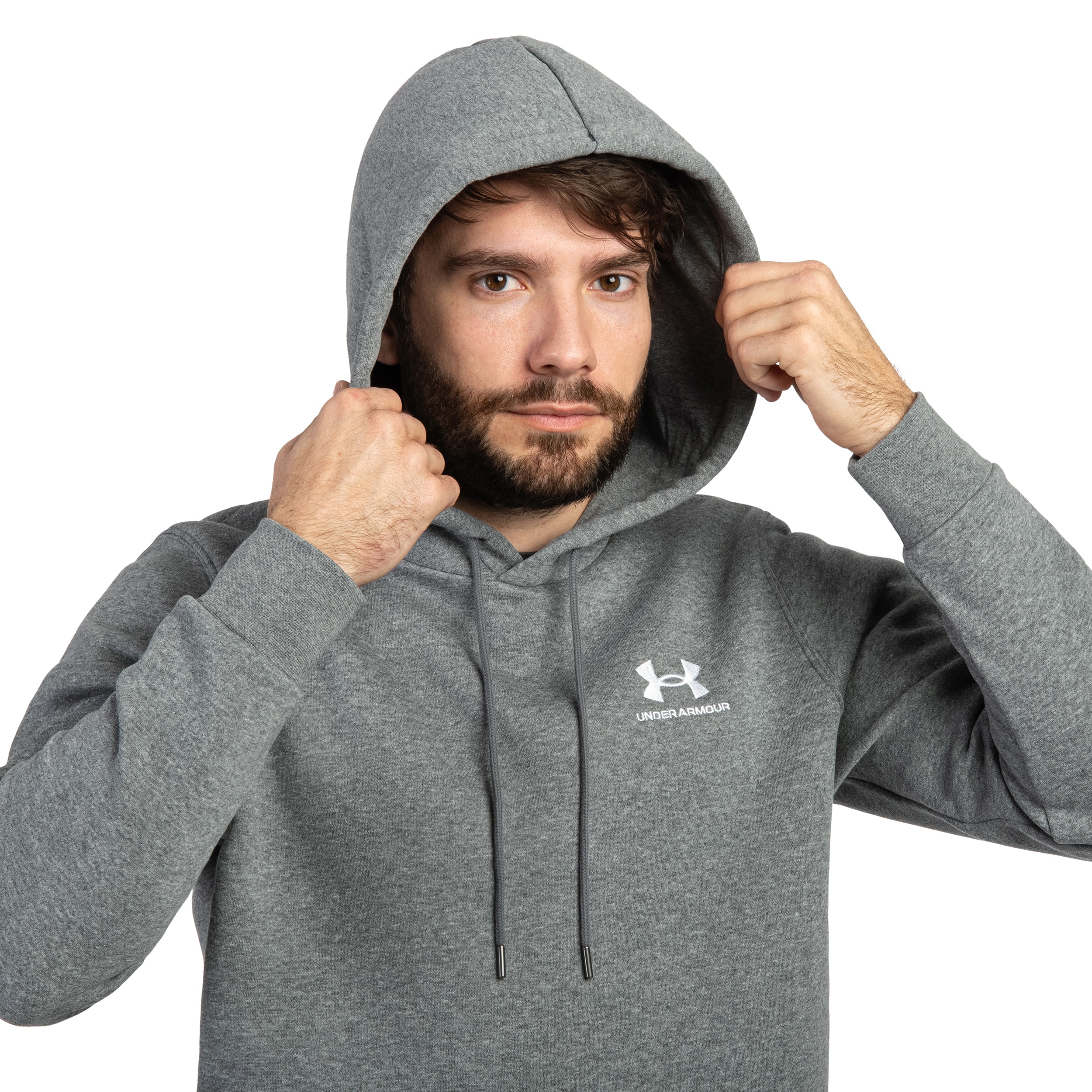 Bluza Under Armour Icon Fleece Hoodie - Pitch Gray Medium Heather/White