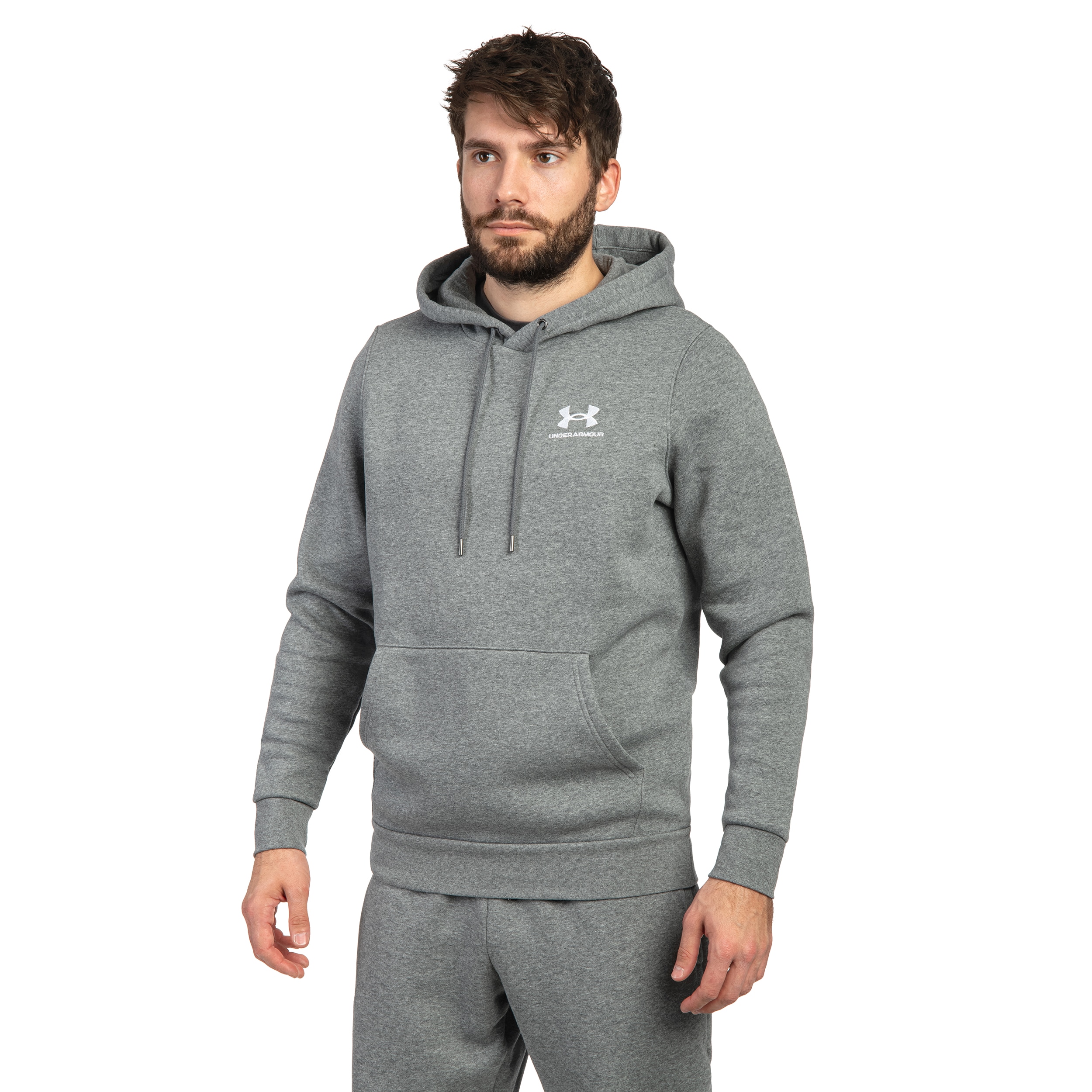 Bluza Under Armour Icon Fleece Hoodie - Pitch Gray Medium Heather/White