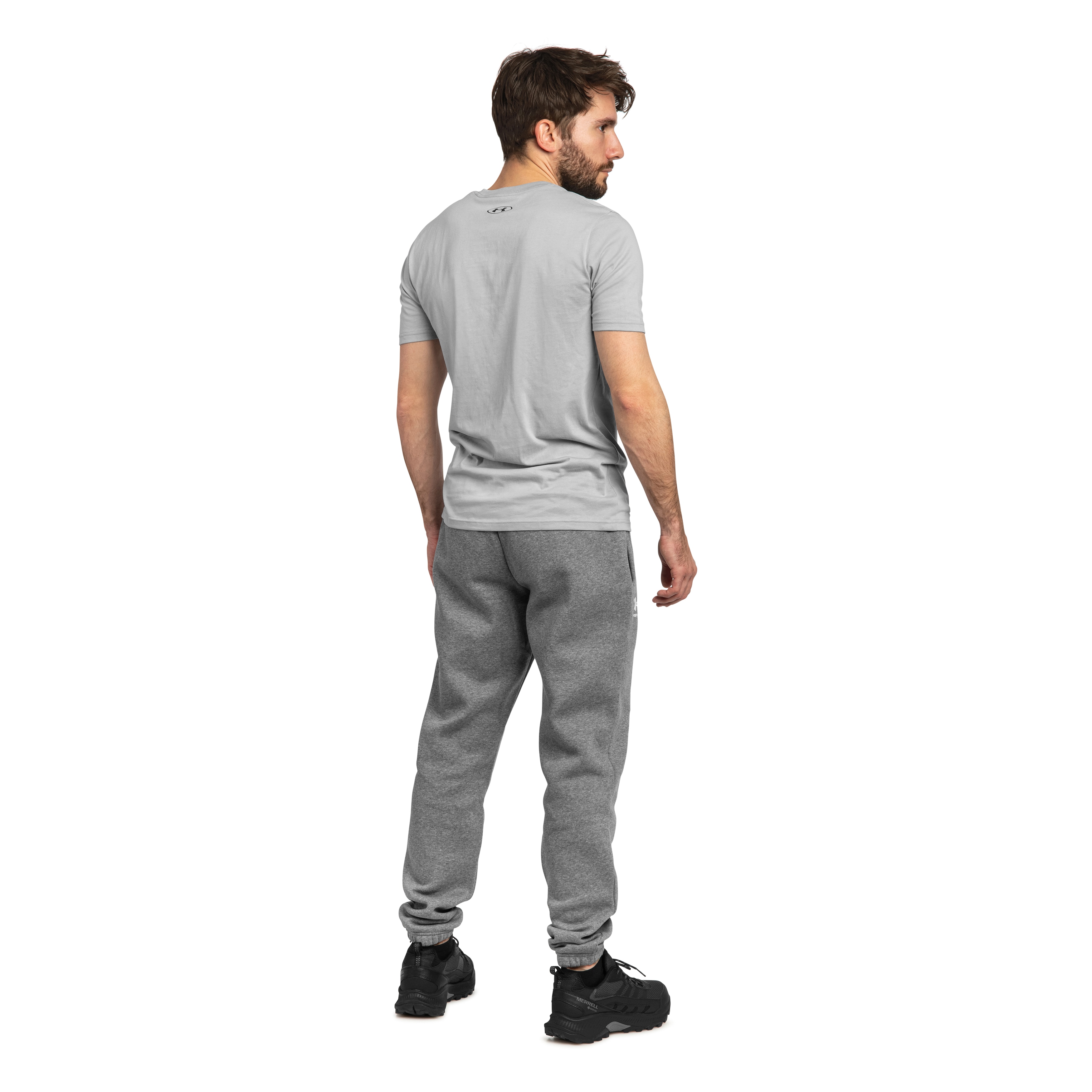 Spodnie Under Armour Jogger Icon Fleece - Pitch Gray Medium Heather/White