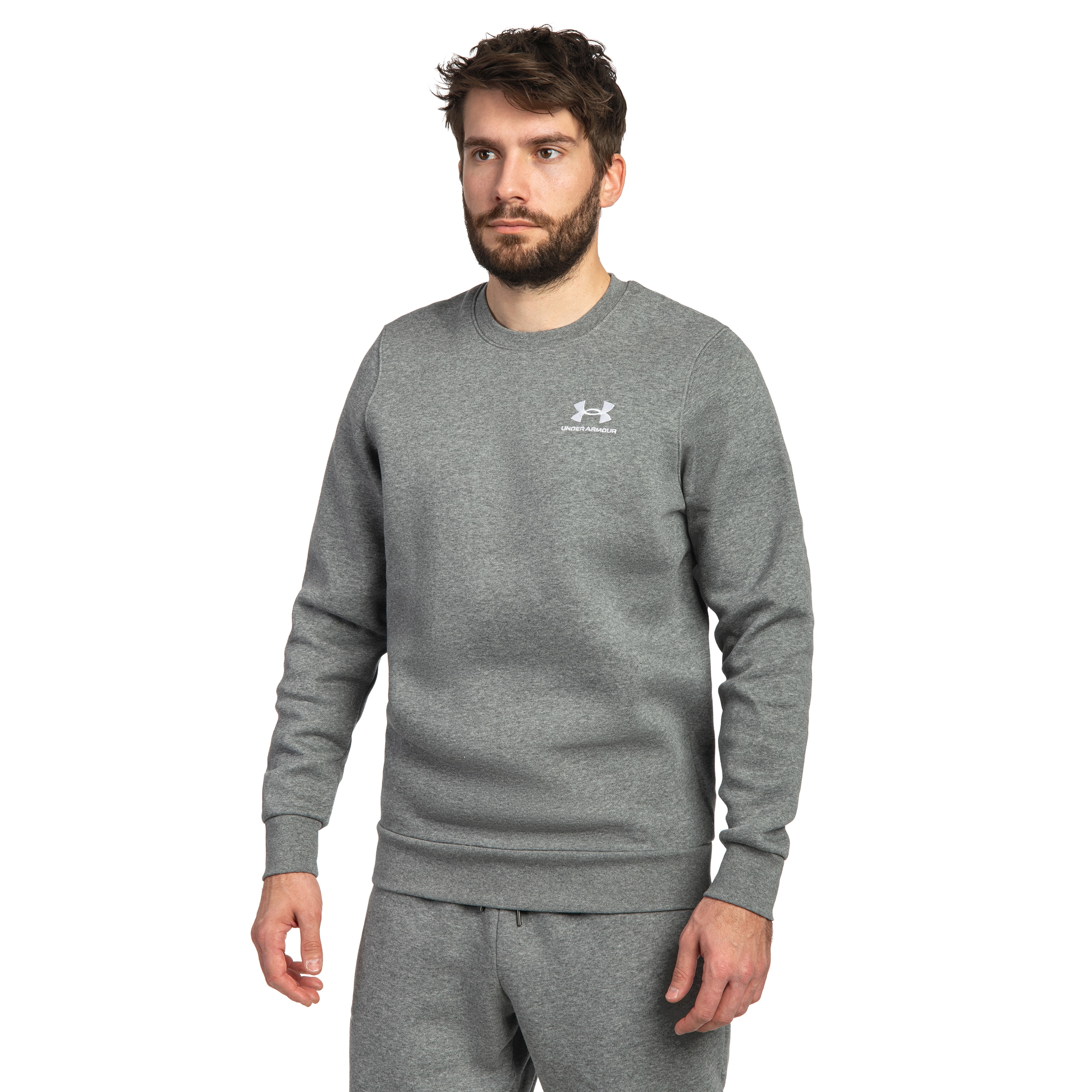 Bluza Under Armour Icon Fleece Crew - Pitch Gray Medium Heather/White