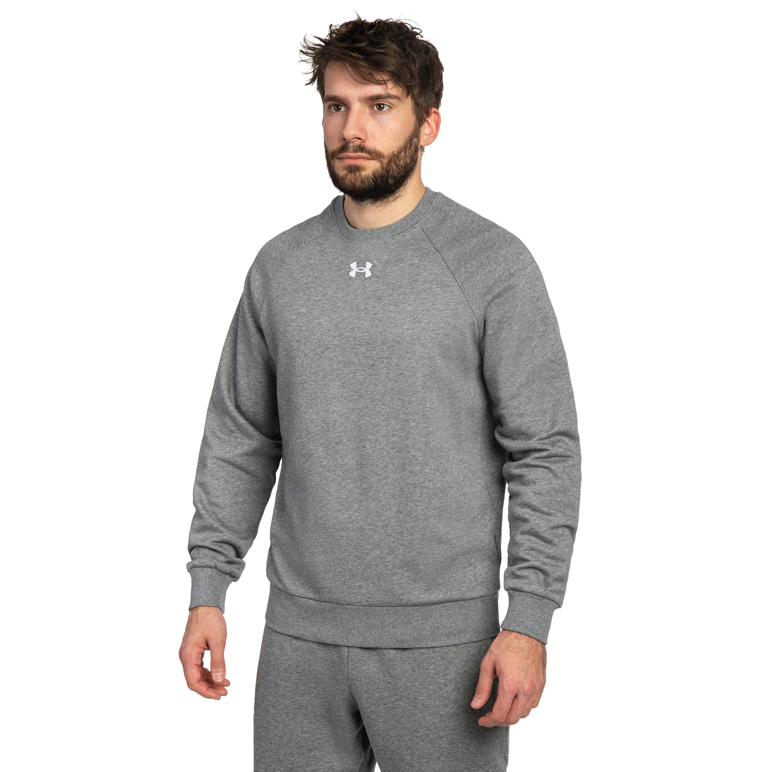 Кофта Under Armour UA Rival Fleece Crew - Castle Rock Light Heather/White
