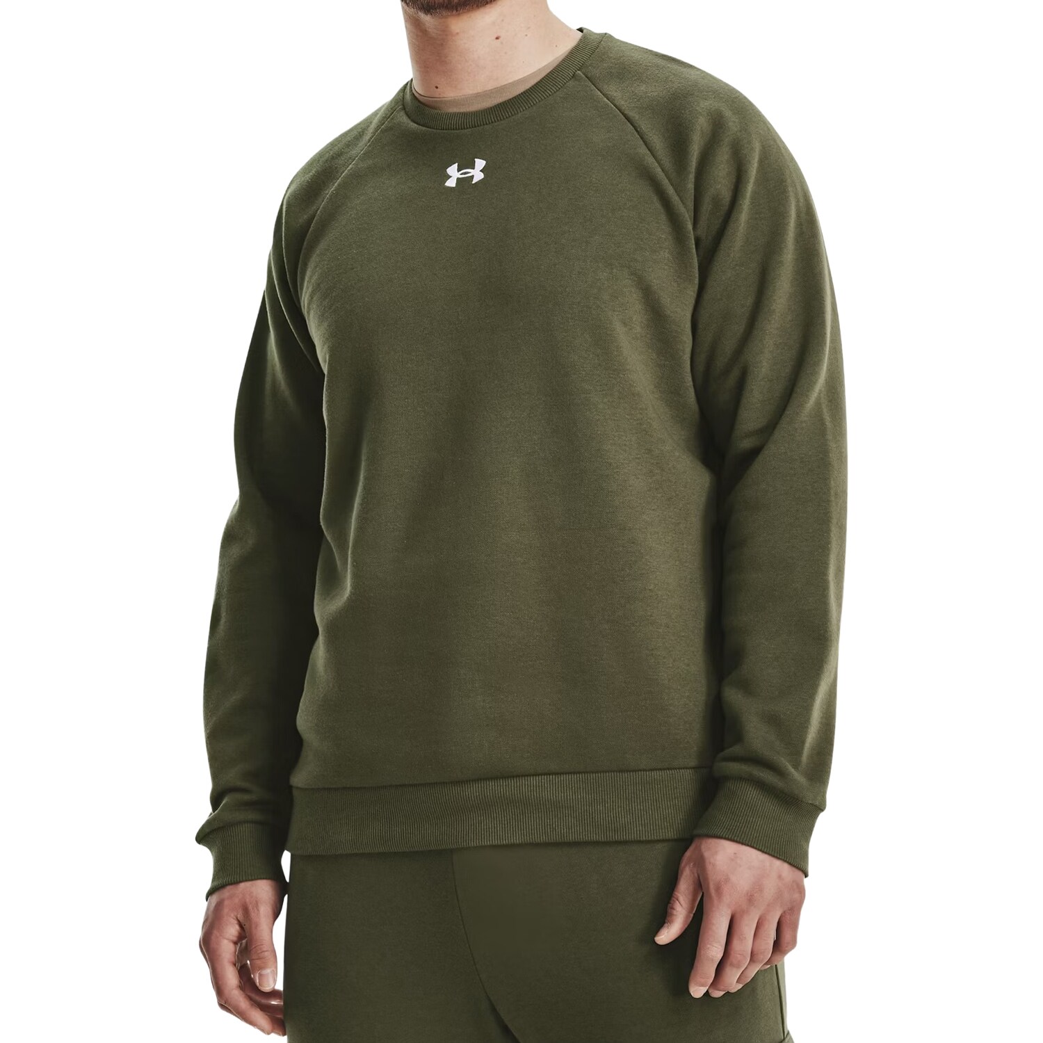 Bluza Under Armour UA Rival Fleece Crew - Marine OD Green/White