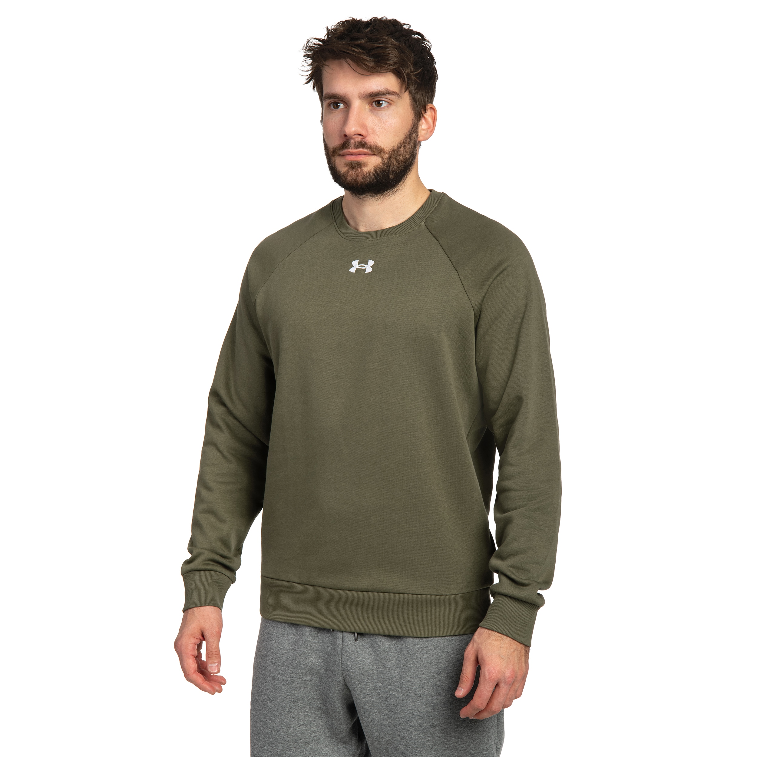 Under Armour UA Rival Fleece Crew Sweatshirt - Marine OD Green/White