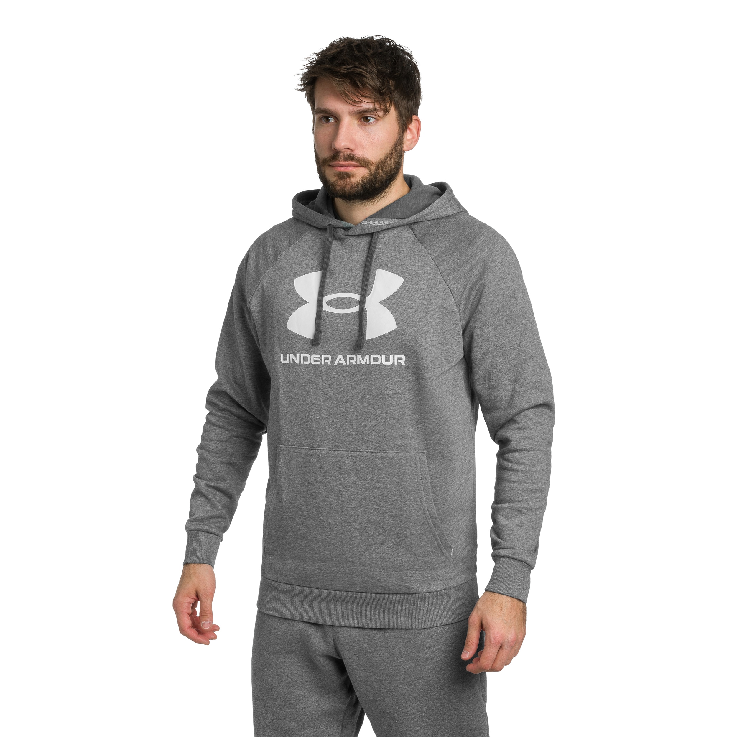 Bluza Under Armour Rival Fleece Logo - Castlerock Light Heather/White