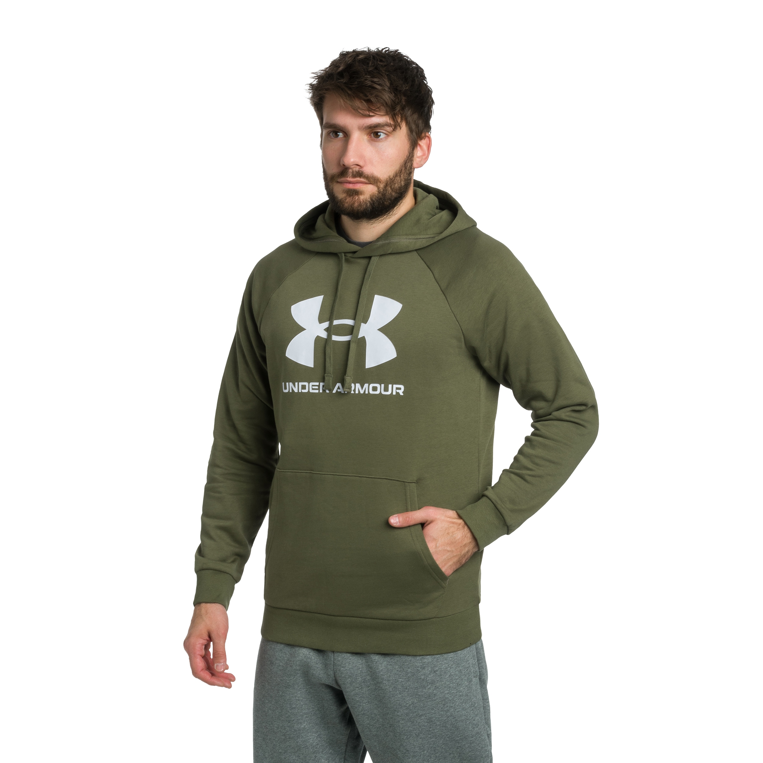Bluza Under Armour Rival Fleece Logo - Marine OD Green/White