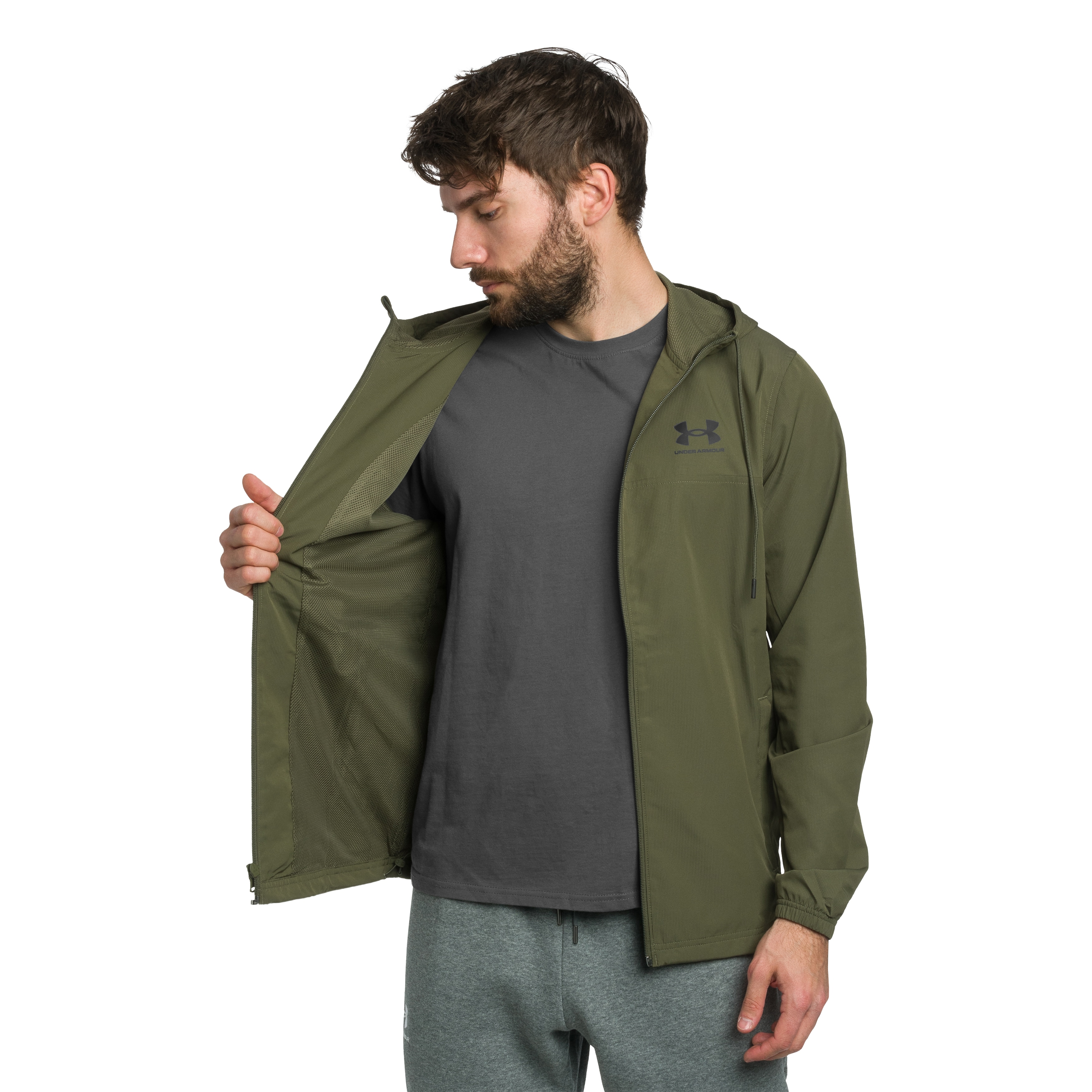 Kurtka Under Armour UA Rival Woven - OD Green/Black